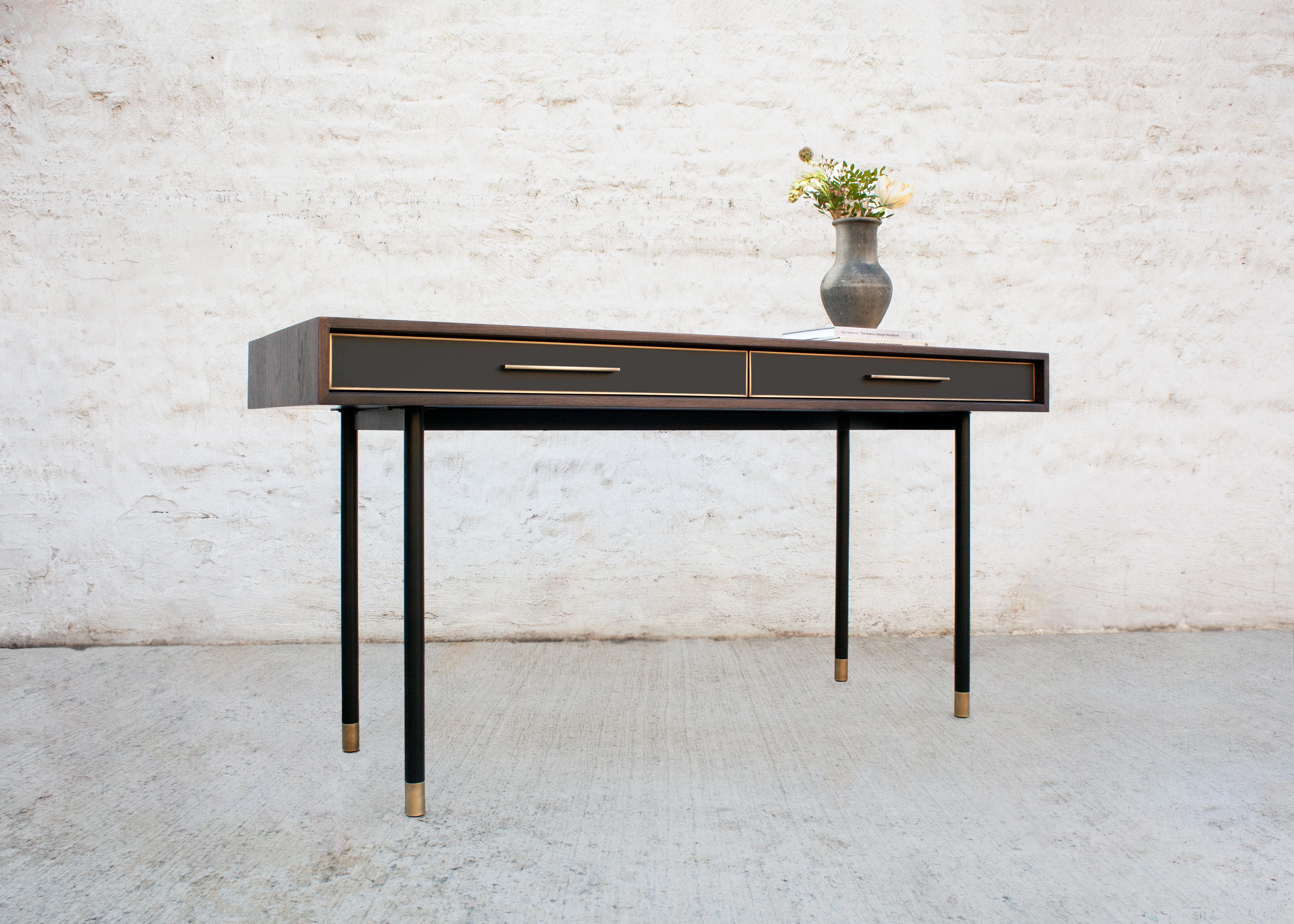 Modern Jasper Console, Customizable Metal, Resin and Wood For Sale