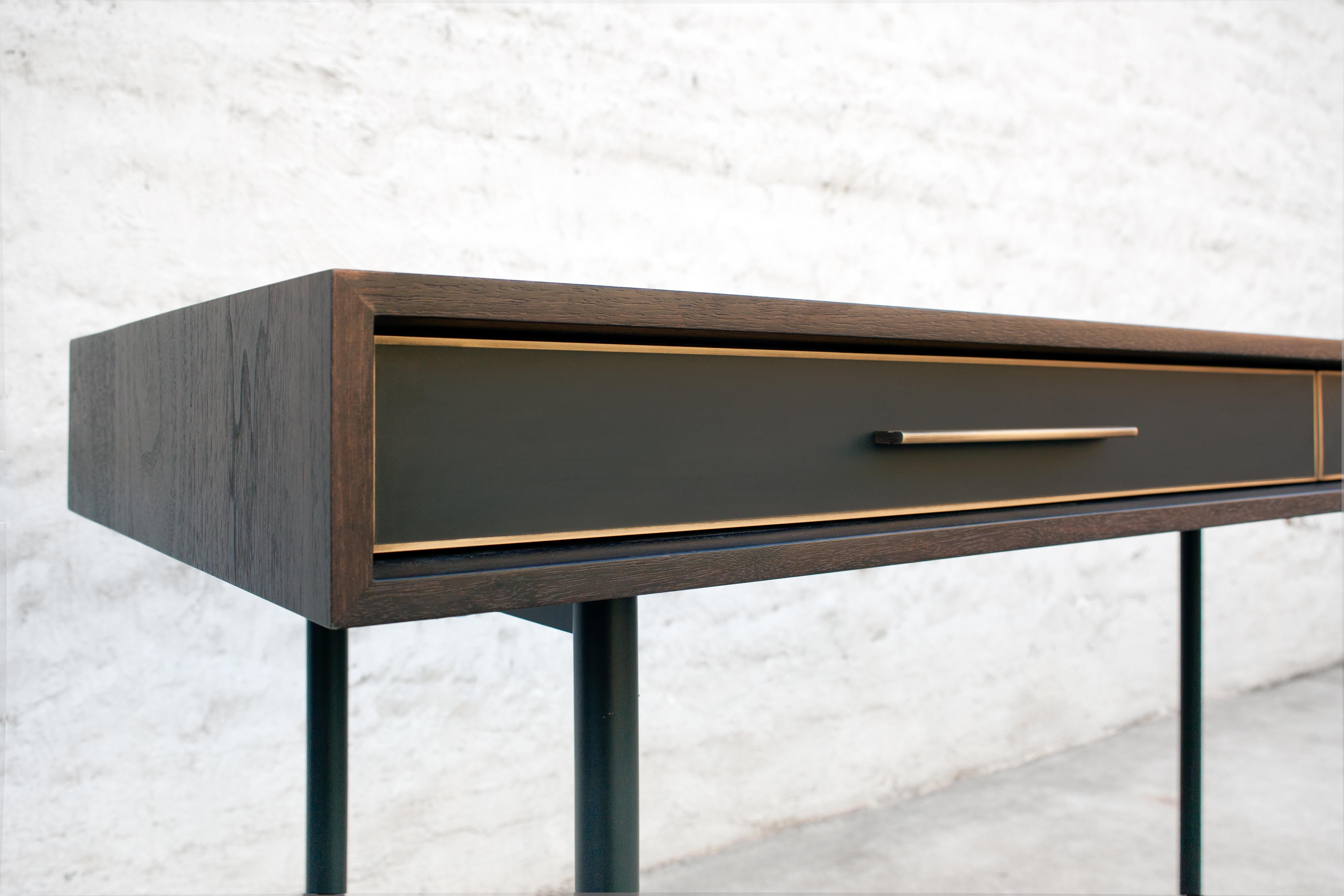 Blackened Jasper Console, Customizable Metal, Resin and Wood For Sale