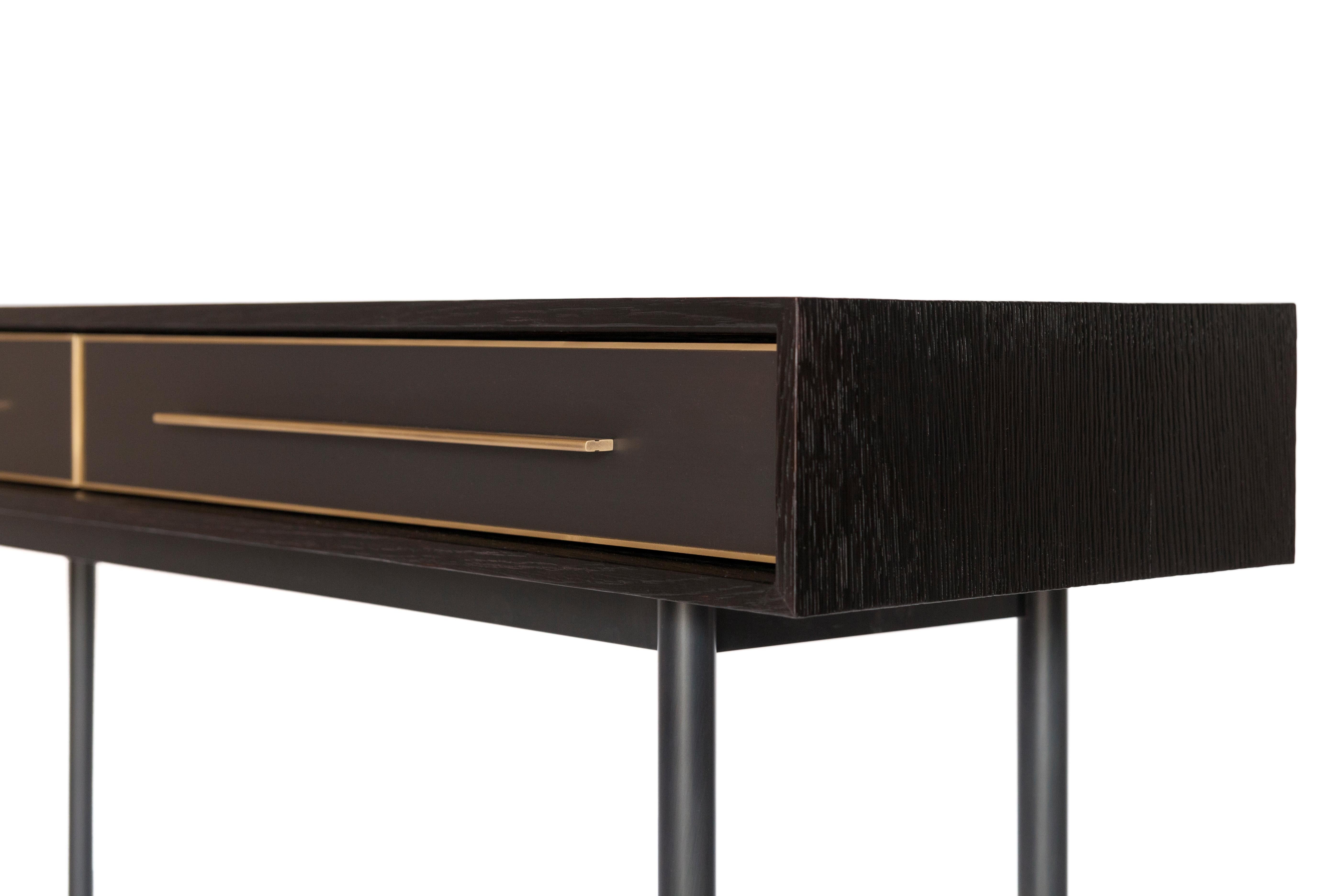 Modern Jasper Console - Customizable Metal, Resin and Wood For Sale