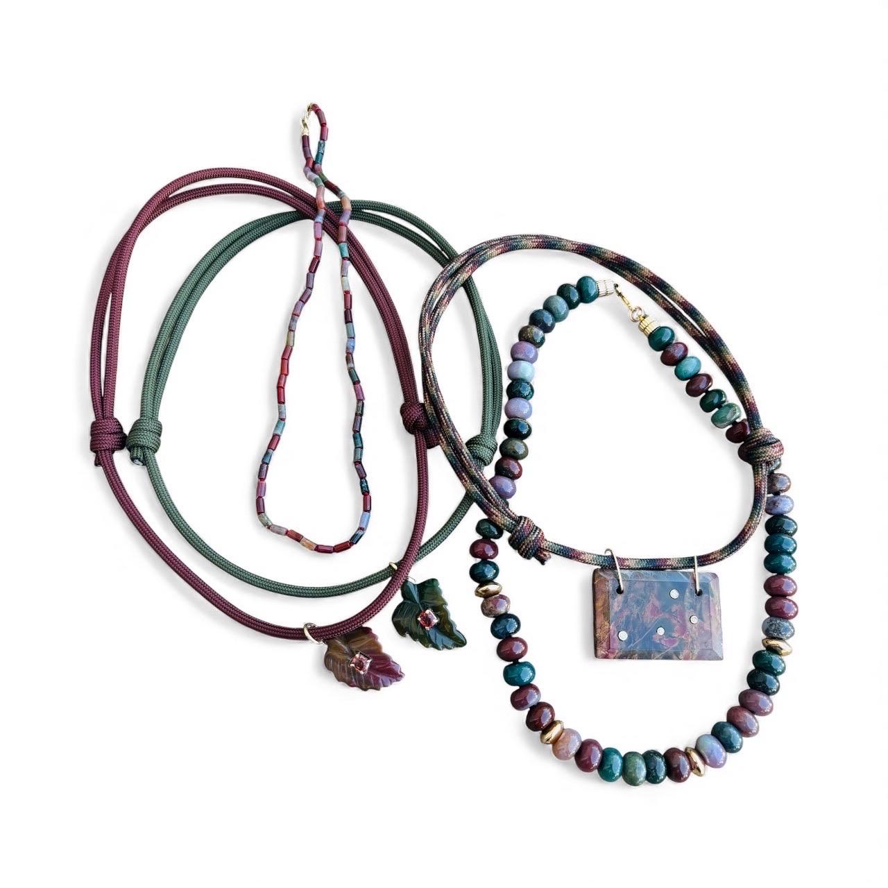 Jaspis & Diamanten Halskette mit 14k Gold im Angebot 2