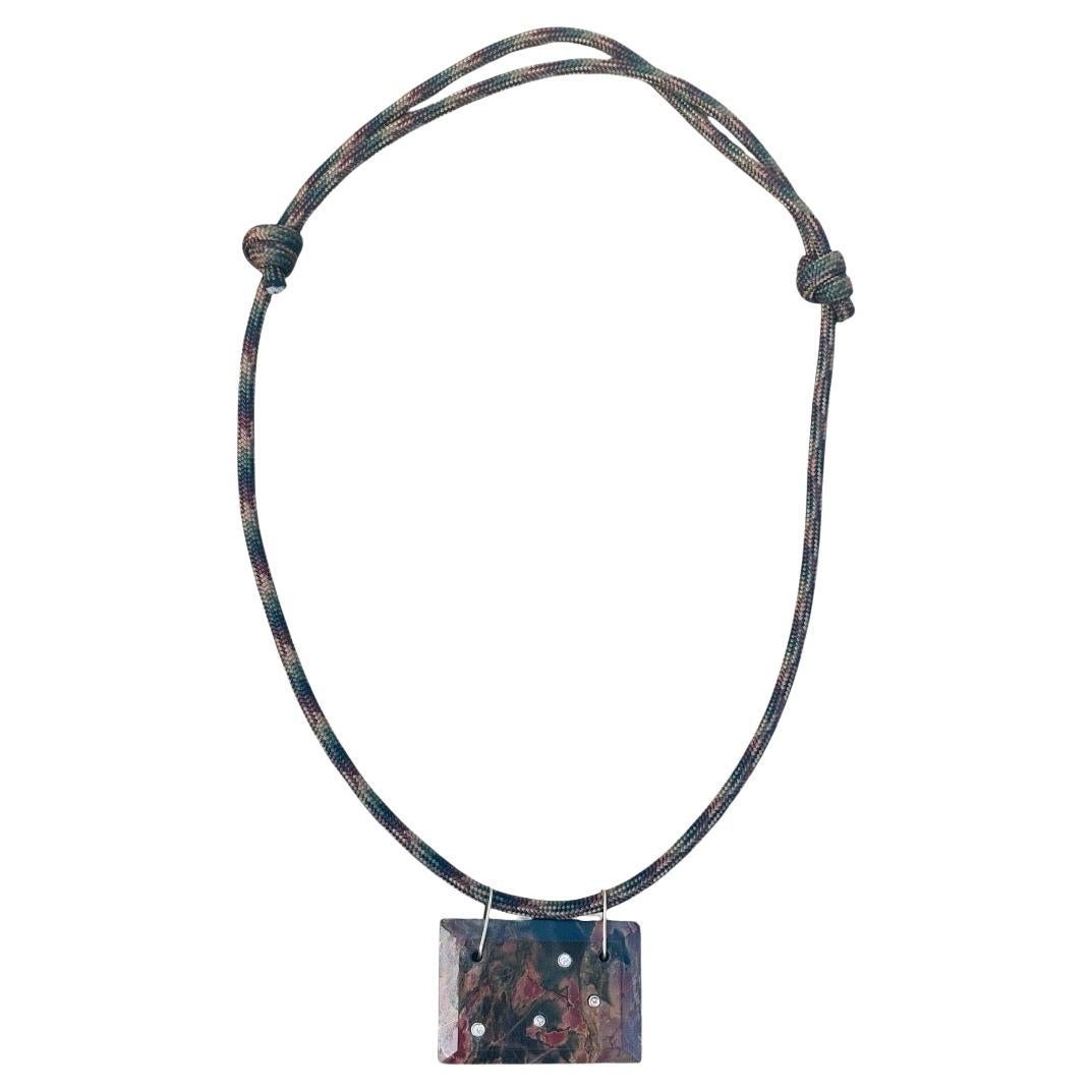 Jaspis & Diamanten Halskette mit 14k Gold im Angebot