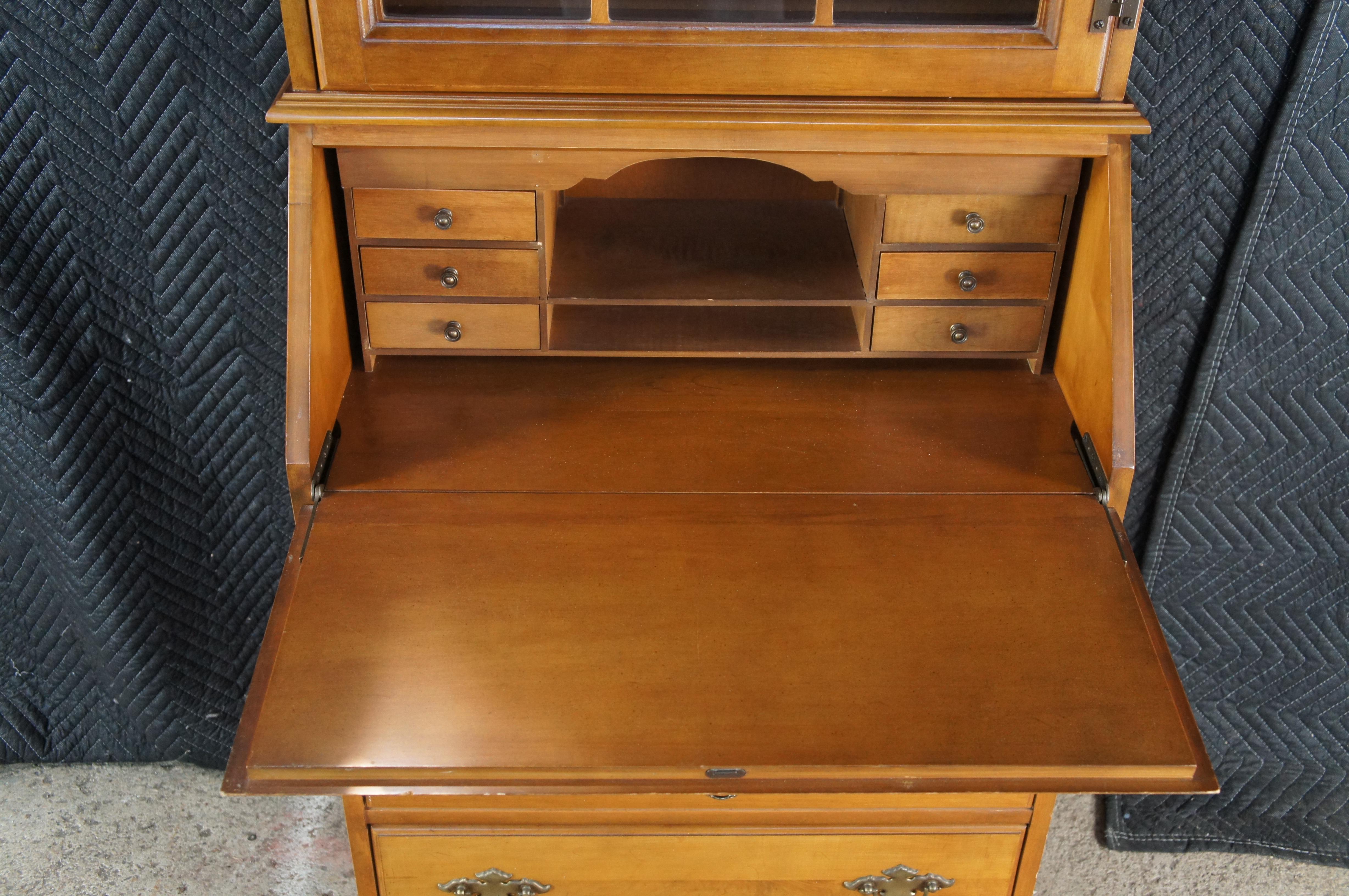 Américain Jasper Early American Colonial Style Petite secrétaire en érable et bibliothèque 72