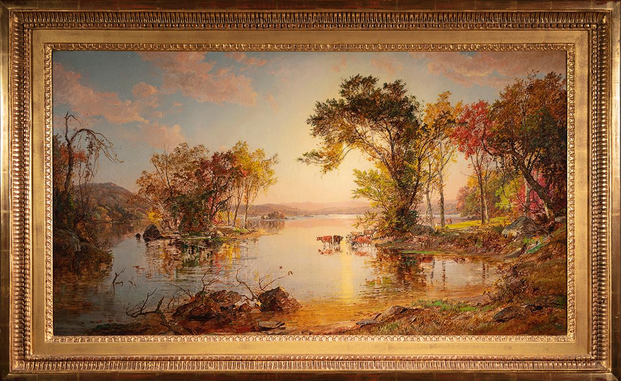 Autumn Landscape with Cattle - Painting by Jasper Francis Cropsey