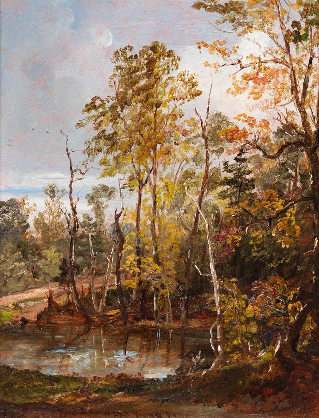Autumn on Greenwood Lake 1861 Cattle Cows Boat Painting by Jasper Francis Cropsey Art Repro FREE Shipping in USA Best Quality Art in USA!