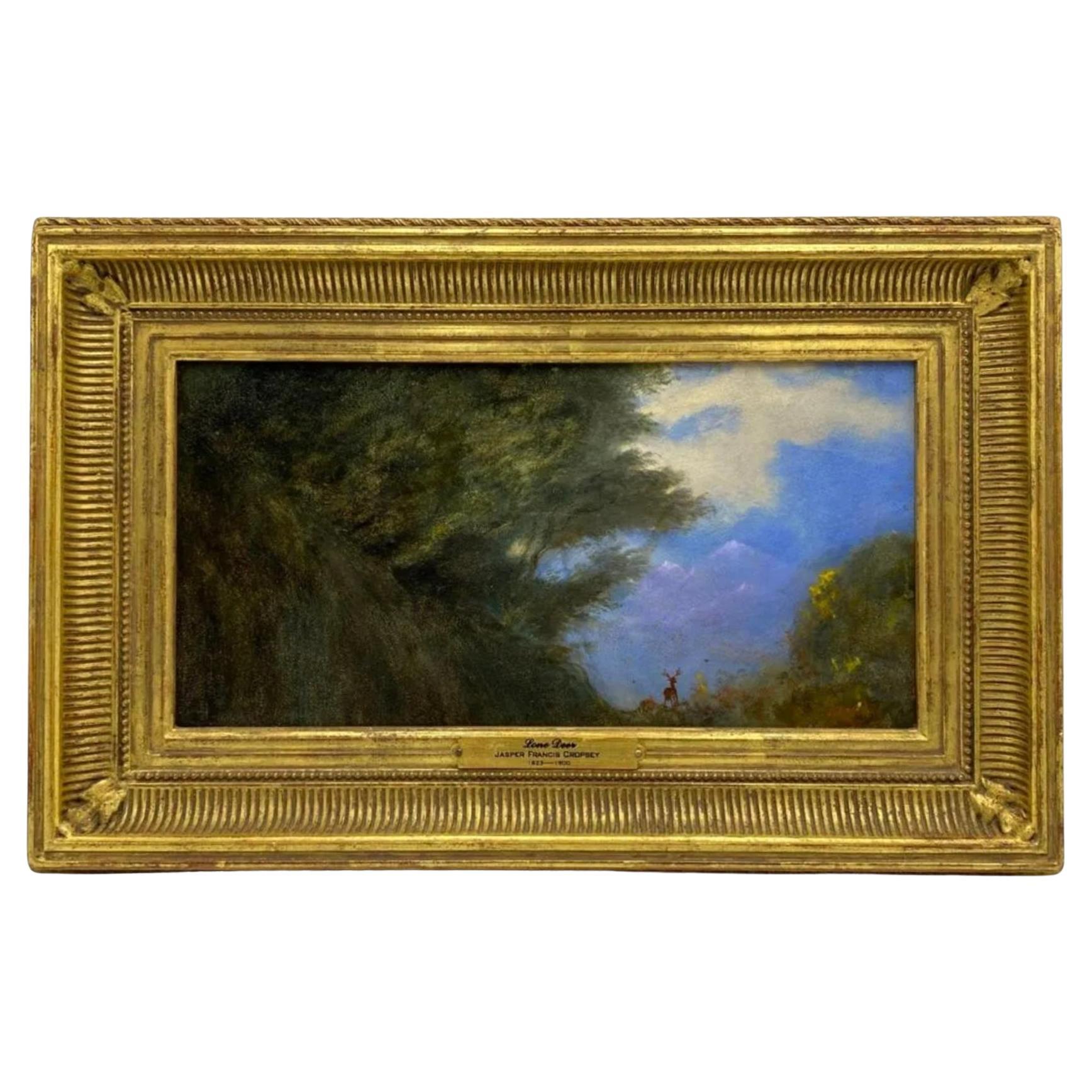 Jasper Francis Cropsey Oil Painting, Lone Deer For Sale