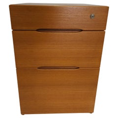 Jasper Furniture Danish Modern Teak Locking and Rolling Filing Cabinet