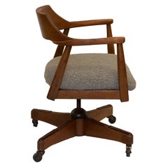 Jasper Furniture Walnut Desk Chair in Grey Faux Shearling Bouclé