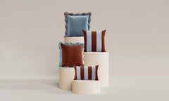 JASPER, GEMMA & AMETISTA Set of 3 Velvet Deluxe Handmade Pillows Blue and Brown