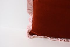 JASPER, GEMMA & AMETISTA Set of 3 Velvet Deluxe Handmade Cushions Brick and Pink