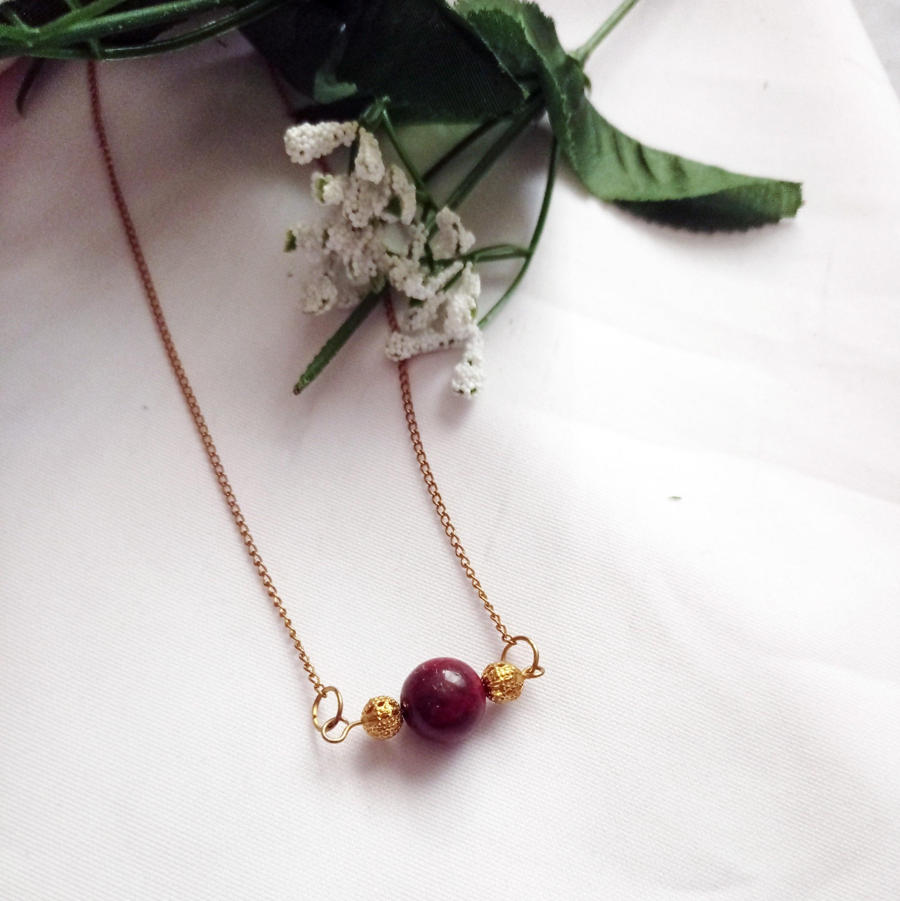 Bead Jasper Gold Vermeil Necklace, Red Jasper Necklace  by nlanlaVictory For Sale