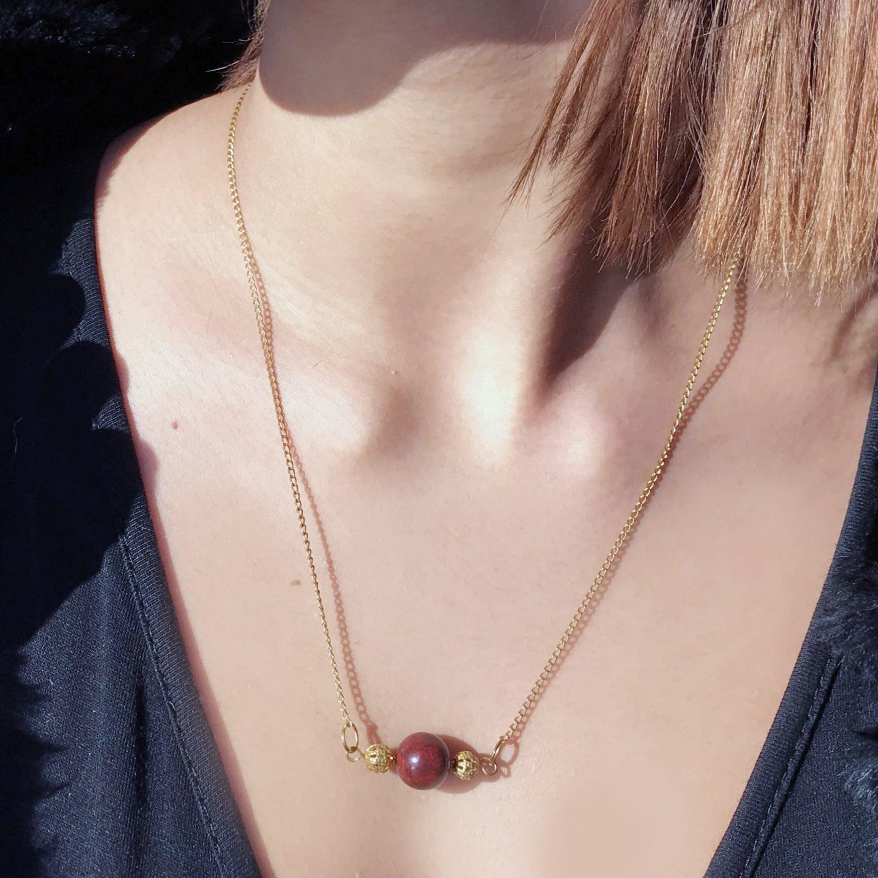 Jasper Gold Vermeil Necklace, Red Jasper Necklace  by nlanlaVictory For Sale 2
