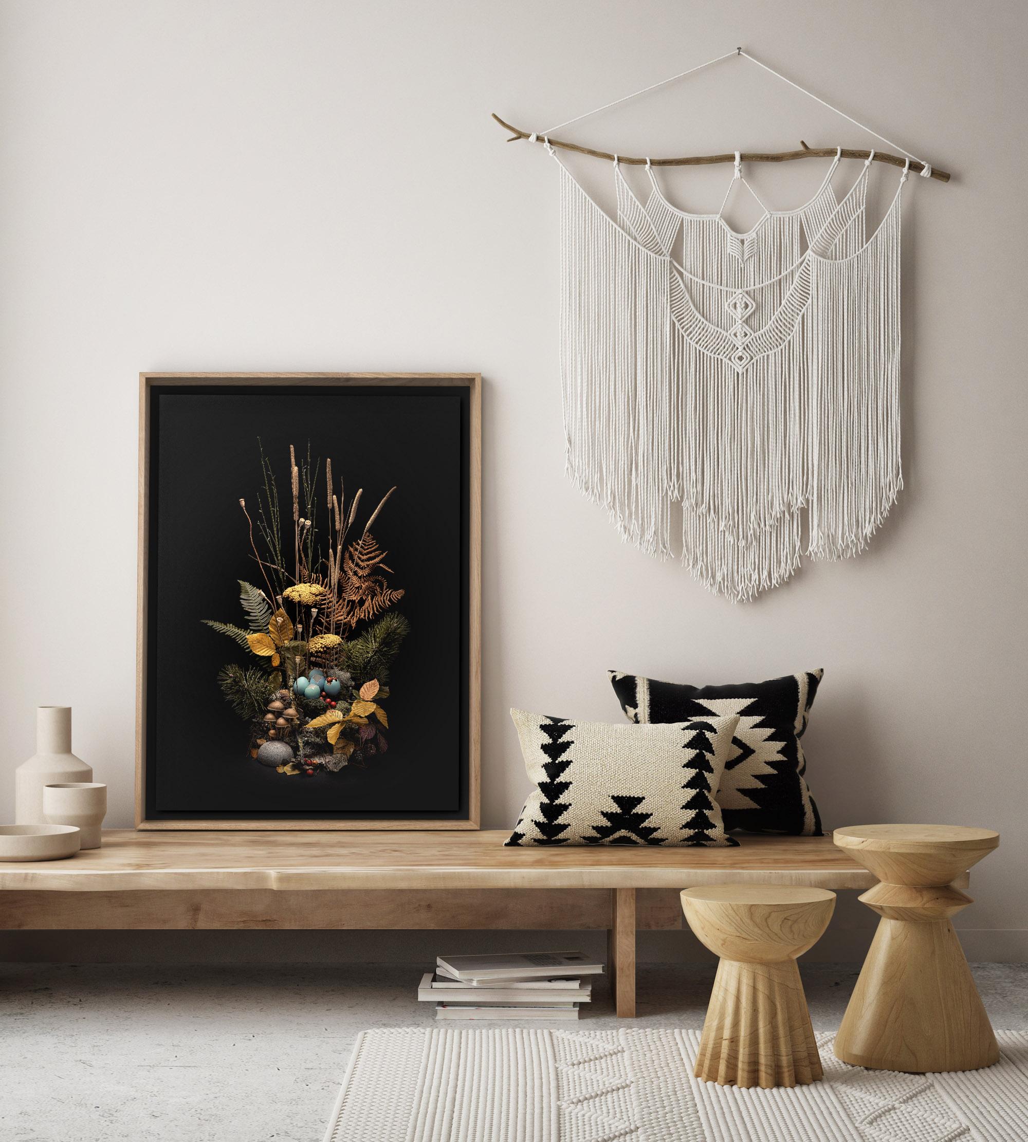 Dark Flora Autumn Weald in Floral arrangement of wild flowers and plants, Framed - Black Still-Life Photograph by Jasper Goodall