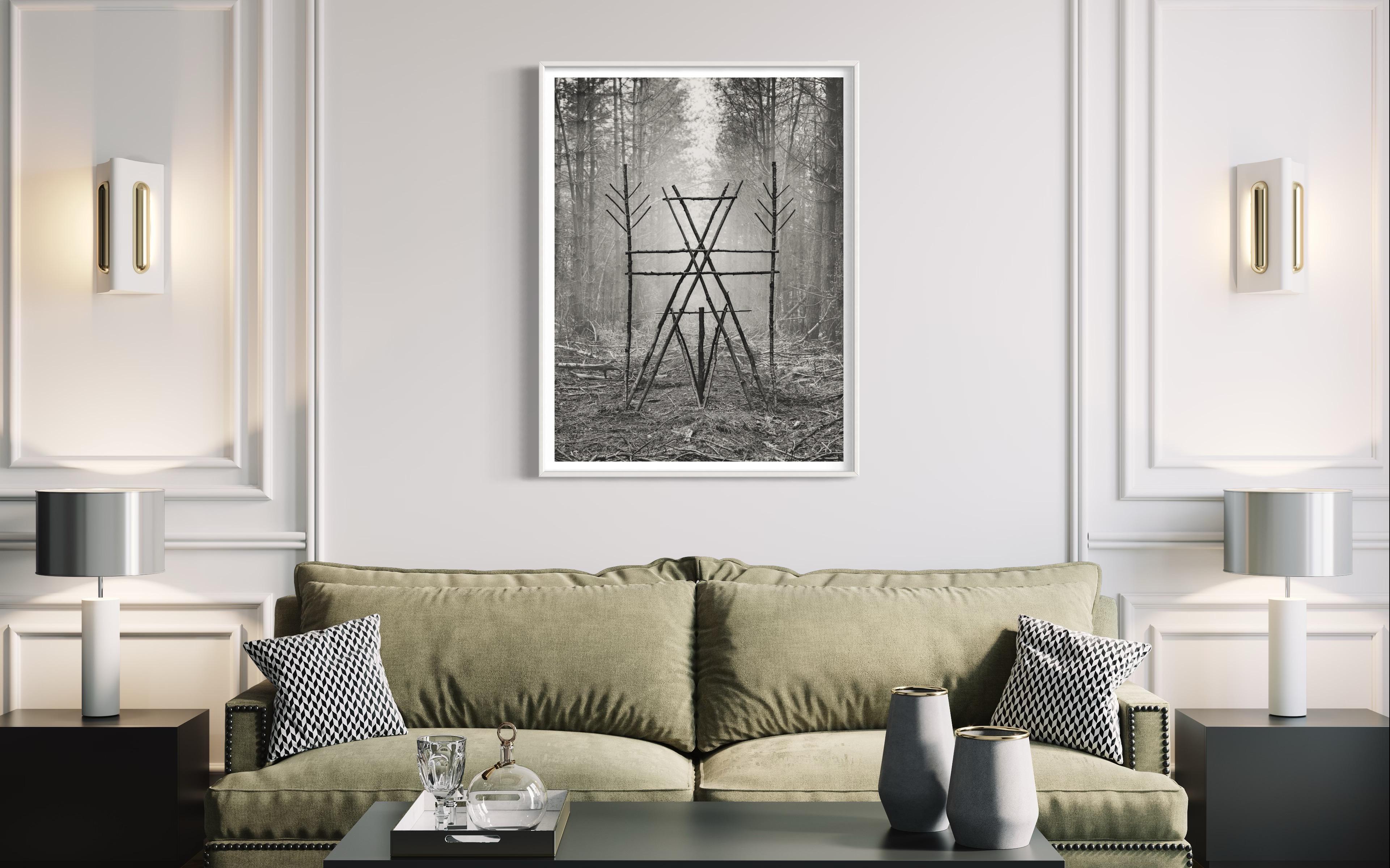Forest Figure 02 in Black and White Print of Talismanic Sculptural Wood - Gray Landscape Print by Jasper Goodall