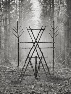 Forest Figure 02 - Black and White - Talismanic Figure, Sculptural Wood, Print