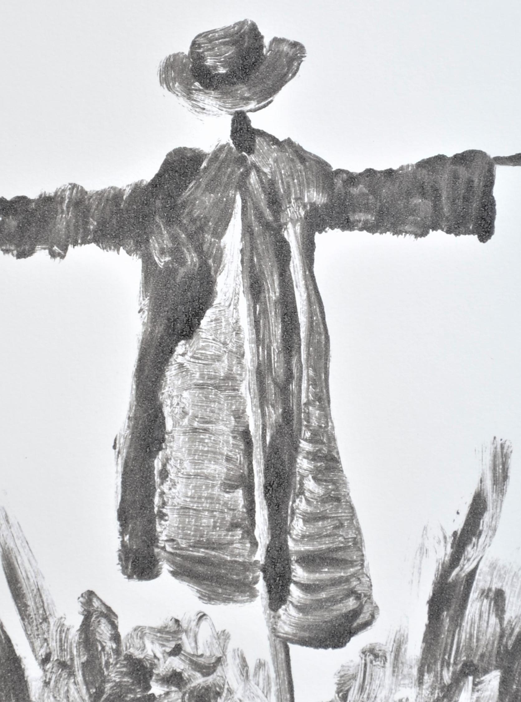 black and white scarecrow