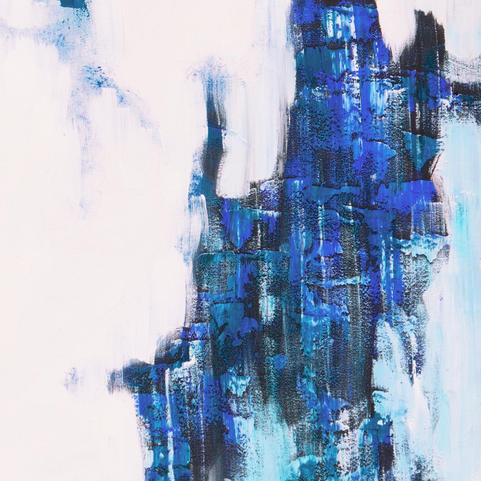 Signed lower right, 'Jasper Jackson' (American, 20th century) and painted circa 1975. Titled, verso, 'Opus 8'.

A substantial and period, American mid-century abstract showing areas of variegated ultramarine, turquoise and ink blue interspersed and