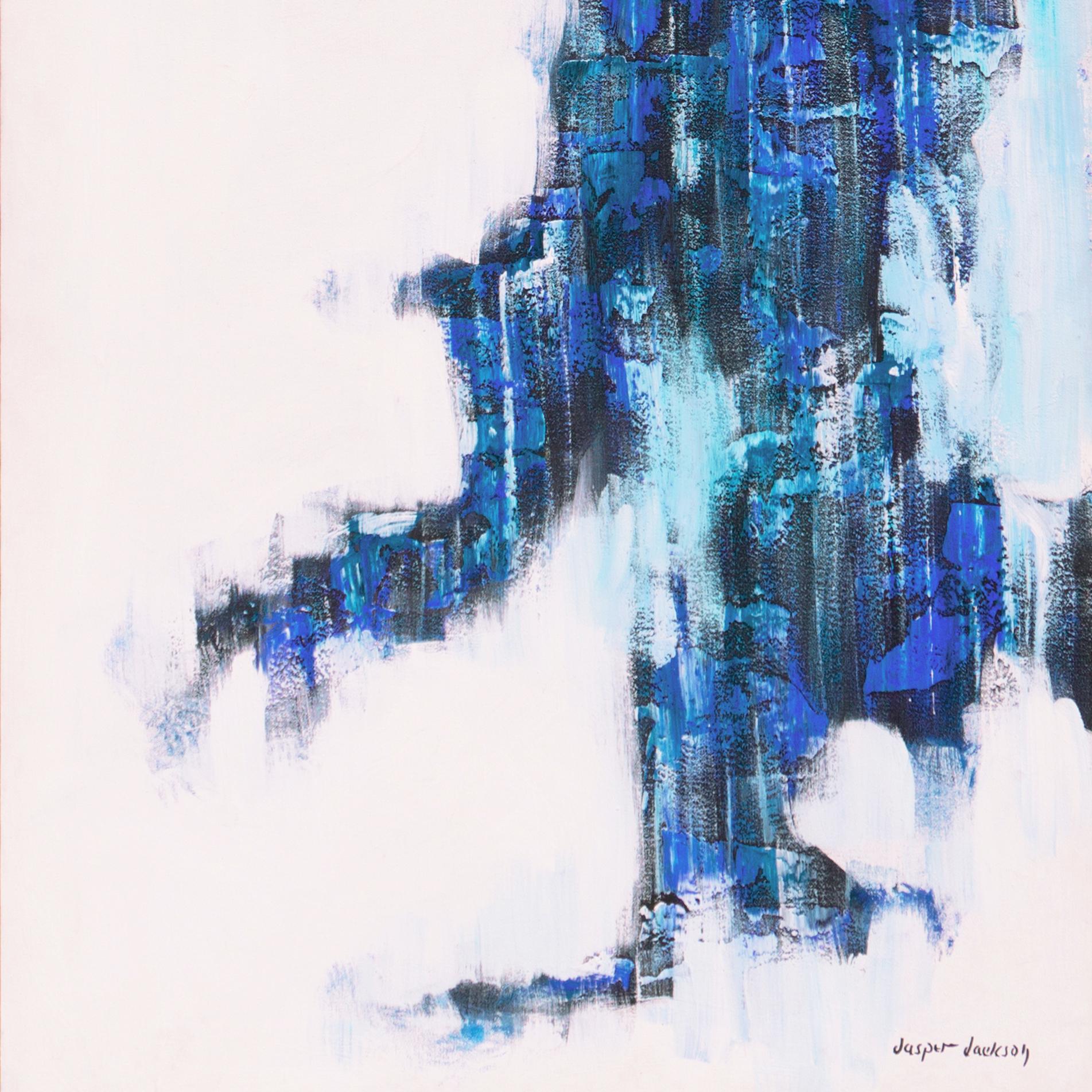'Abstract in Ultramarine and Pearl', Large 1970's American Action Abstract Oil For Sale 2