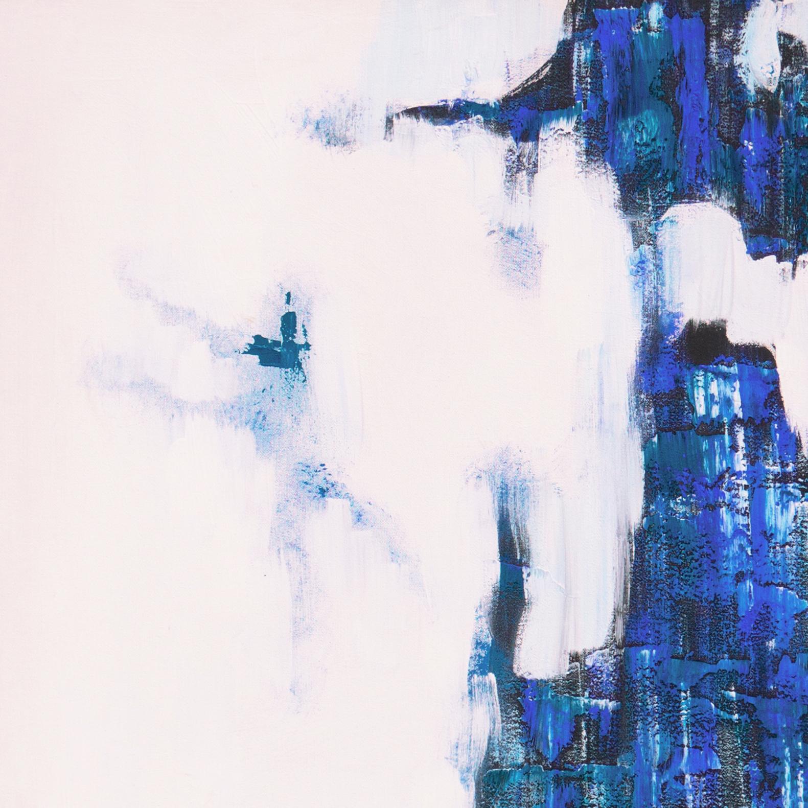 'Abstract in Ultramarine and Pearl', Large 1970's American Action Abstract Oil For Sale 3