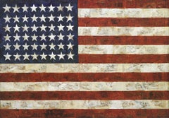 1989 Jasper Johns 'Flag' Pop Art Red, White, Blue USA Offset Lithograph