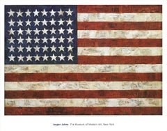 1989 Jasper Johns 'Flag' Pop Art Red, White, Blue USA Offset Lithograph