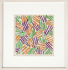 Chapeau croisé (intitulé ULAE S.13), sérigraphie géométrique abstraite de Jasper Johns