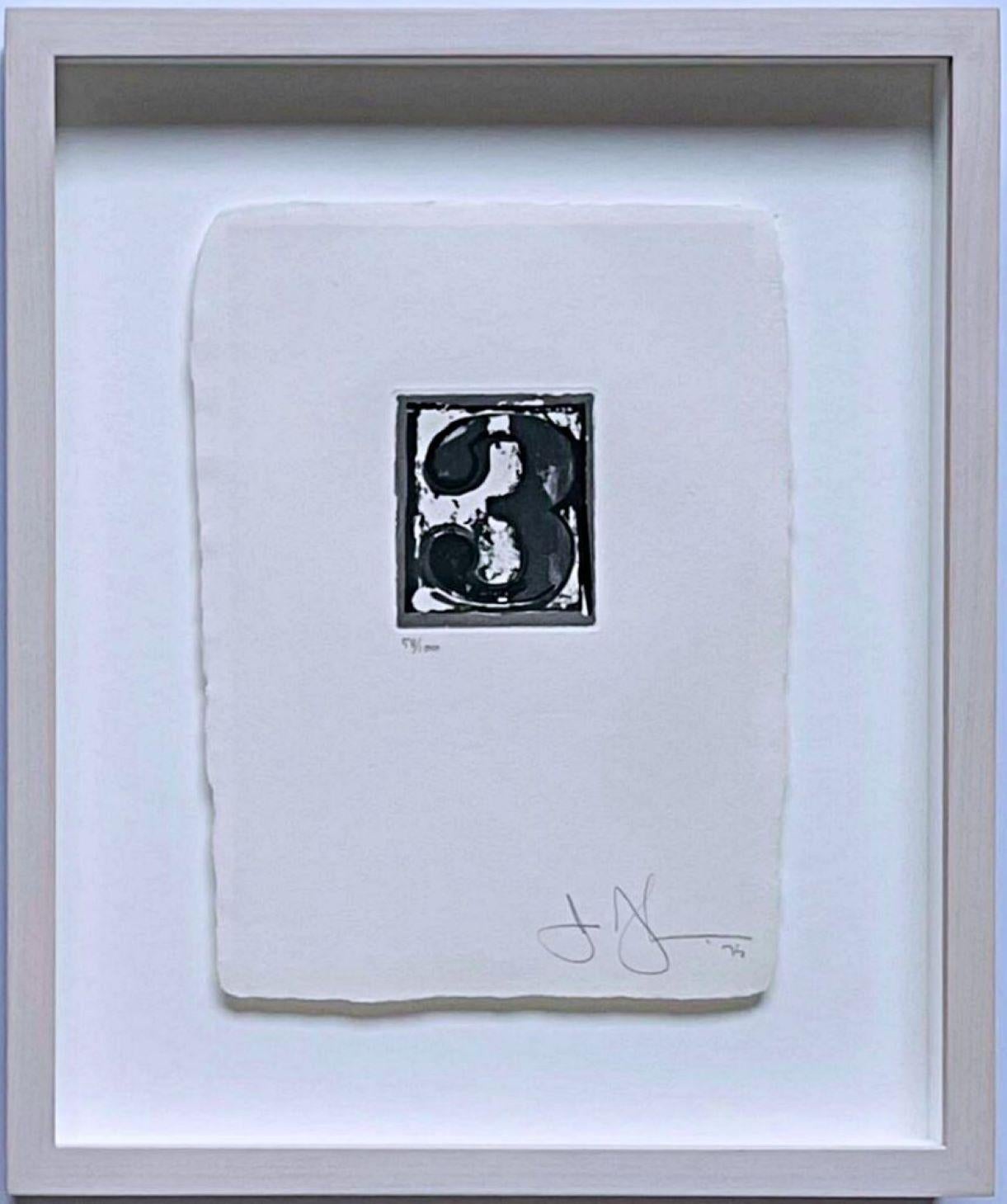 Abstract Print di Jasper Johns - Figura 3, dalla Serie 0-9 (ULAE 159), acquaforte con acquatinta Firmato 58/100 Incorniciato