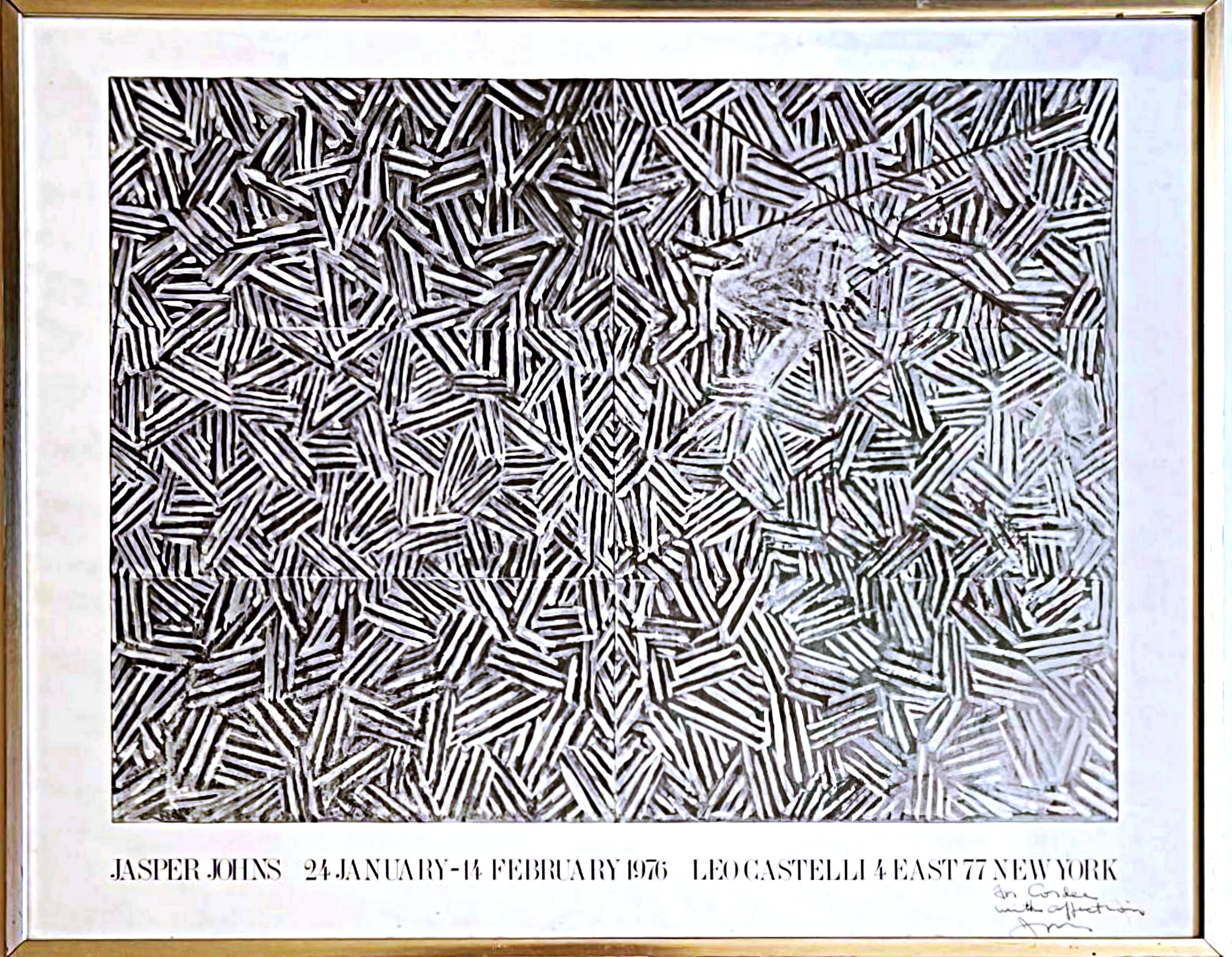 Poster litografico offset di Jasper Johns at Leo Castelli (firmato e iscritto a mano)