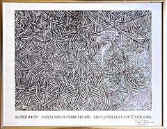 Poster litografico offset di Jasper Johns at Leo Castelli (firmato e iscritto a mano)