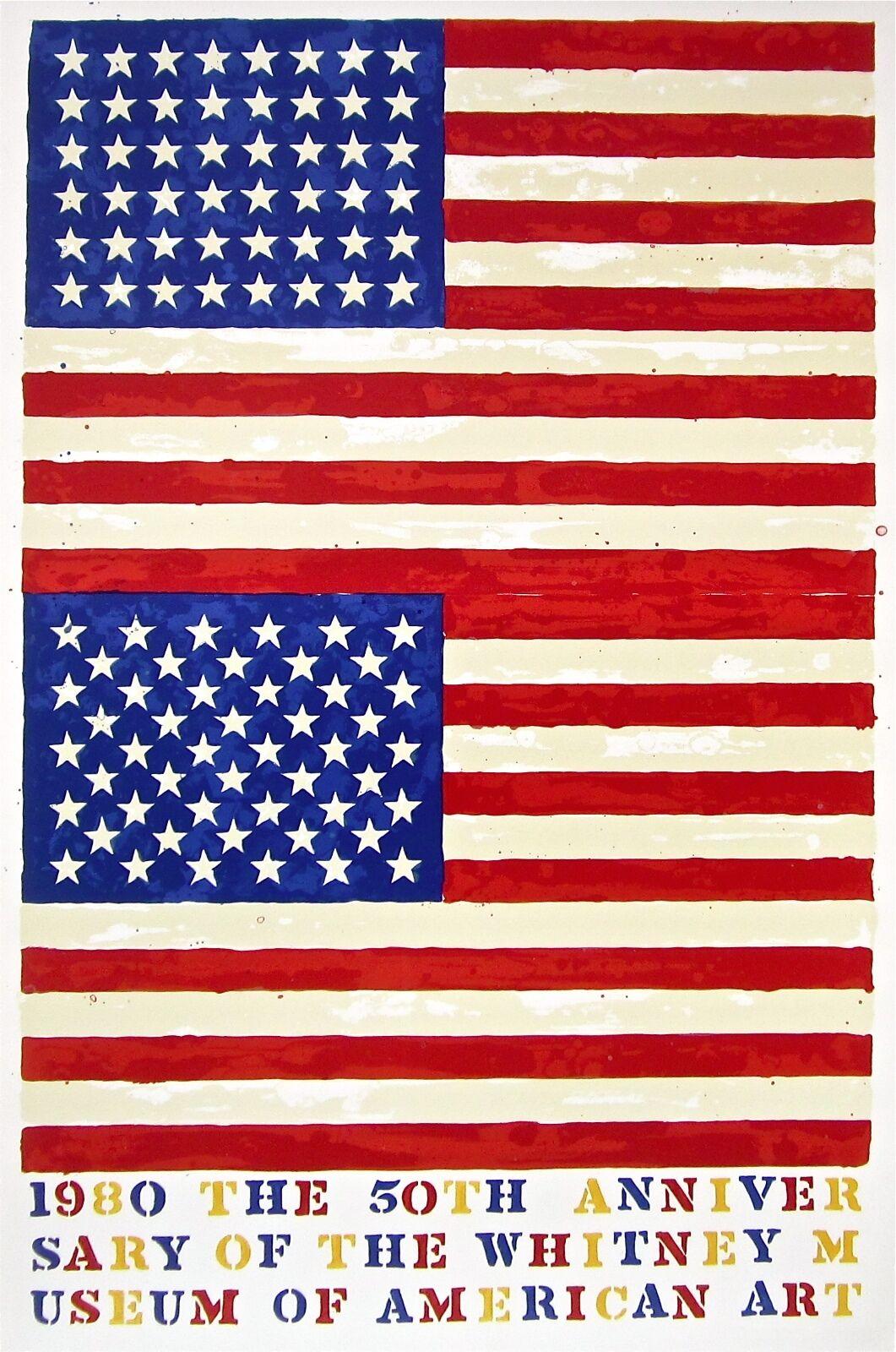 Title: Double Flags
Year: 1979-80
Medium: Lithograph exhibition poster on wove paper
Edition: 5,000
Size: 46 x 30 inches
Condition: Excellent
Notes: Co-published by the artist, and Gemini G.E.L.

JASPER JOHNS (1930- ) Painter, sculptor, and print