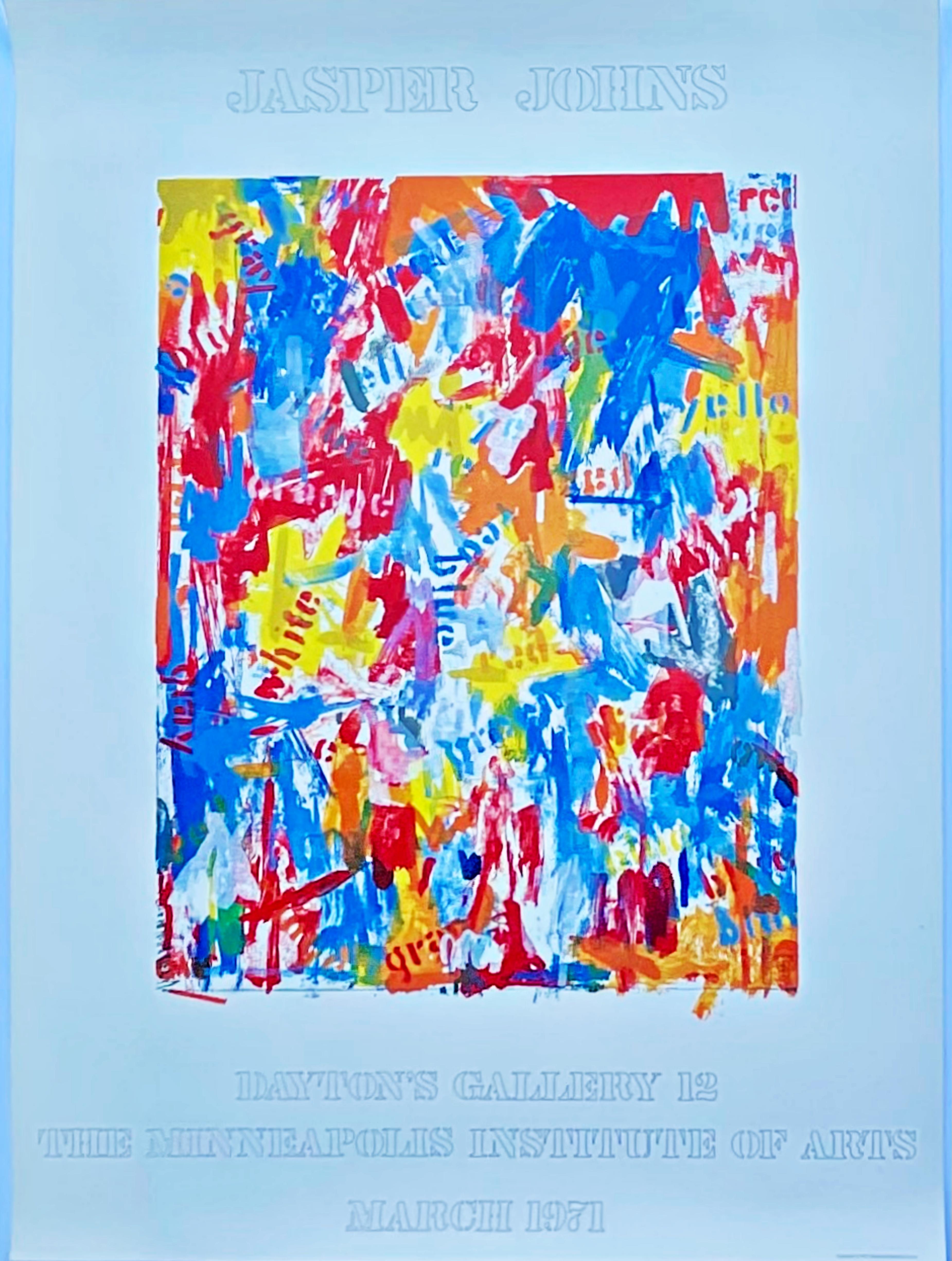 Jasper Johns - original Dayton's Gallery 12 early 1970s poster, 1971
Color offset lithograph poster
This is a limited edition 1971 exhibition poster for Jasper Johns' "False Start I" held at the Minneapolis Institute of Arts. The artwork itself,