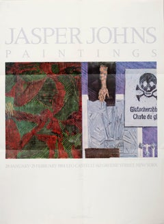 "Pinturas de Jasper Johns", cartel de colección vintage de la Galería Leo Castelli de los años 80