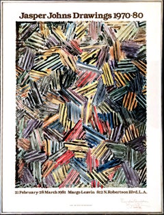 Retro Jasper Johns poster (Hand signed and inscribed to Michael Crichton's brother)