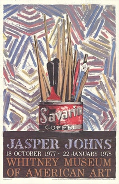 Vintage Jasper Johns-Savarin Cans-Monotype-45.5" x 29.5"-Poster-1978-Pop Art-Multicolor