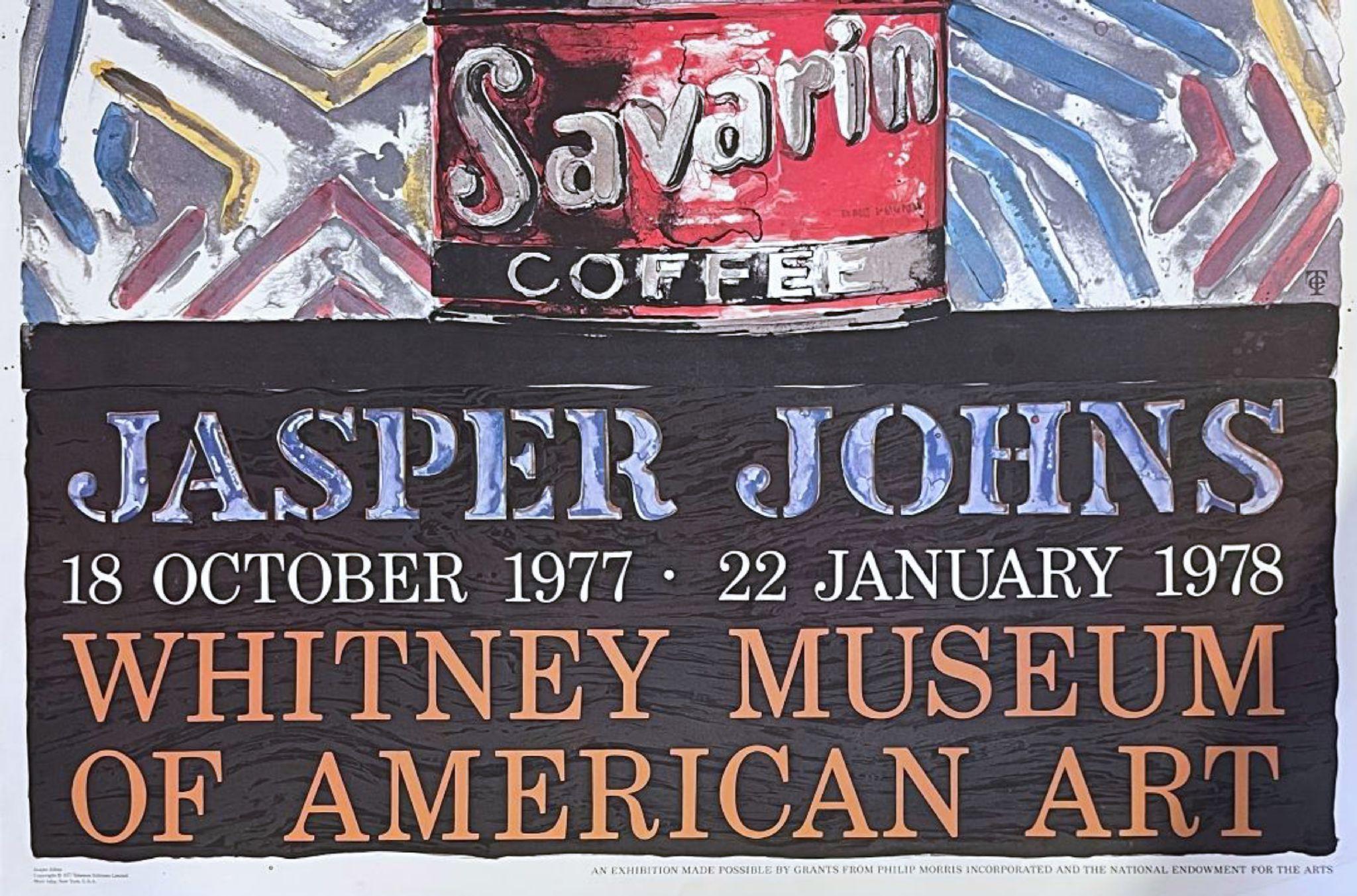 Jasper Johns, Savarin, vintage 1970s Whitney Museum offset lithograph poster 1