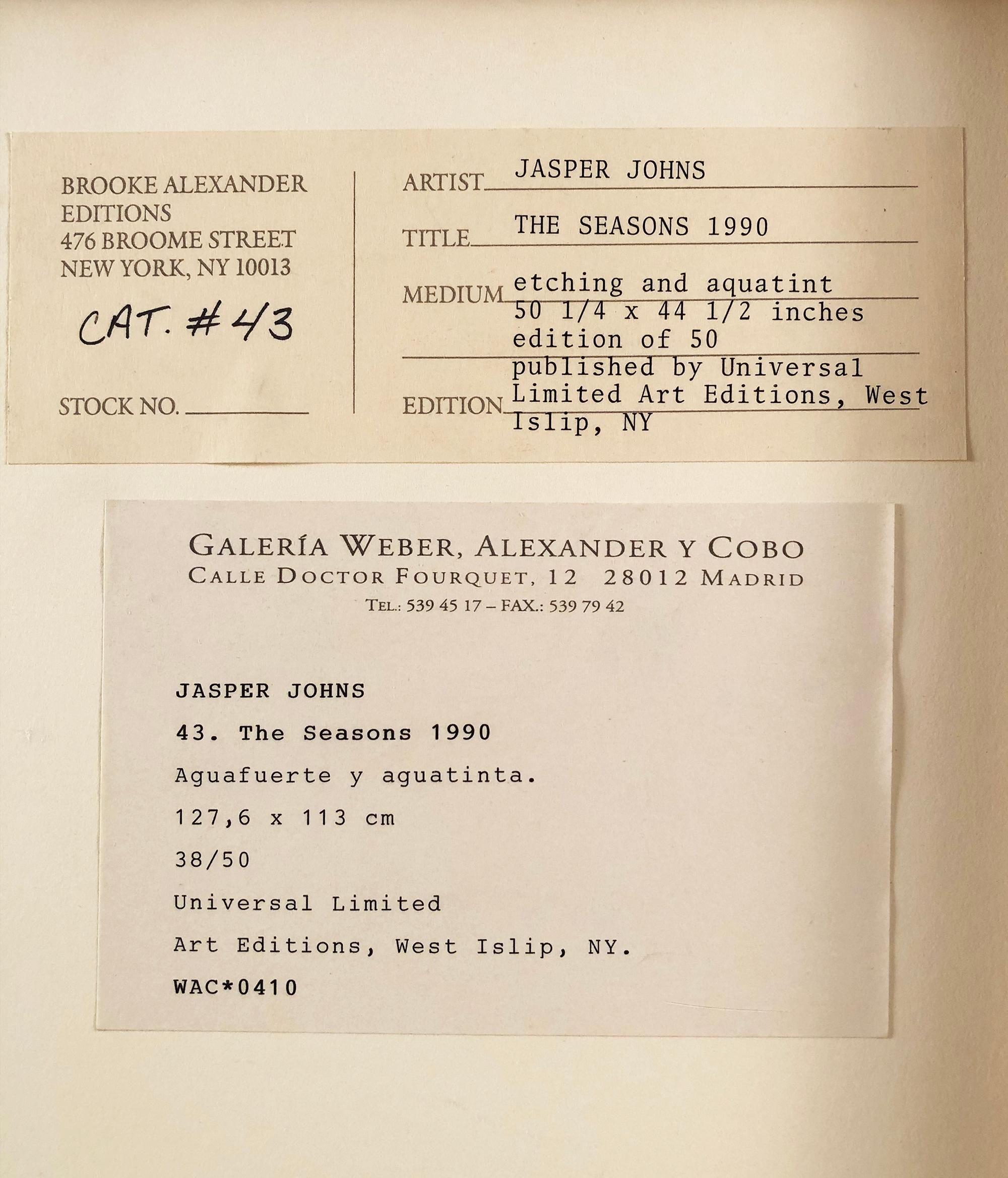 JASPER JOHNS The Seasons, 1990, signé à la main, eau-forte et acquatinte en vente 12