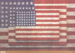 Jasper Johns-Three Flags-25.75" x 37"-Poster-2004-Pop Art-Blue, Red, White-usa