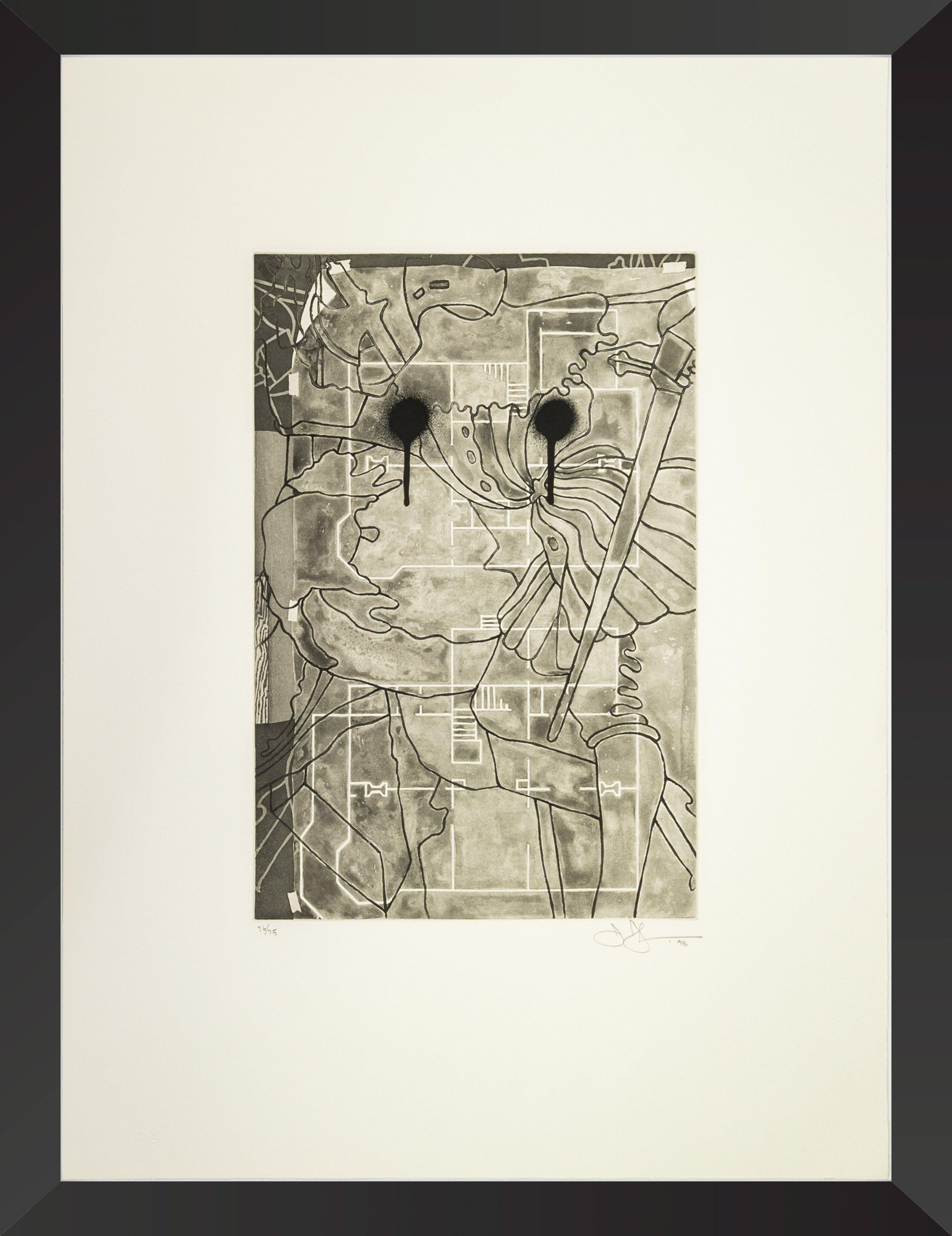 Künstler: Jasper Johns
Titel: Ohne Titel (aus der Geldzahler-Mappe)
Medium: Radierung
Auflage: 26/75
Blattgröße: 29,75" × 22"
Bildgröße: 17,75" x 11,75"
Jahr: 1998
Herausgeber: A.E.L. Gemini G.E.L.
Beschriftung: Mit Bleistift signiert, datiert und