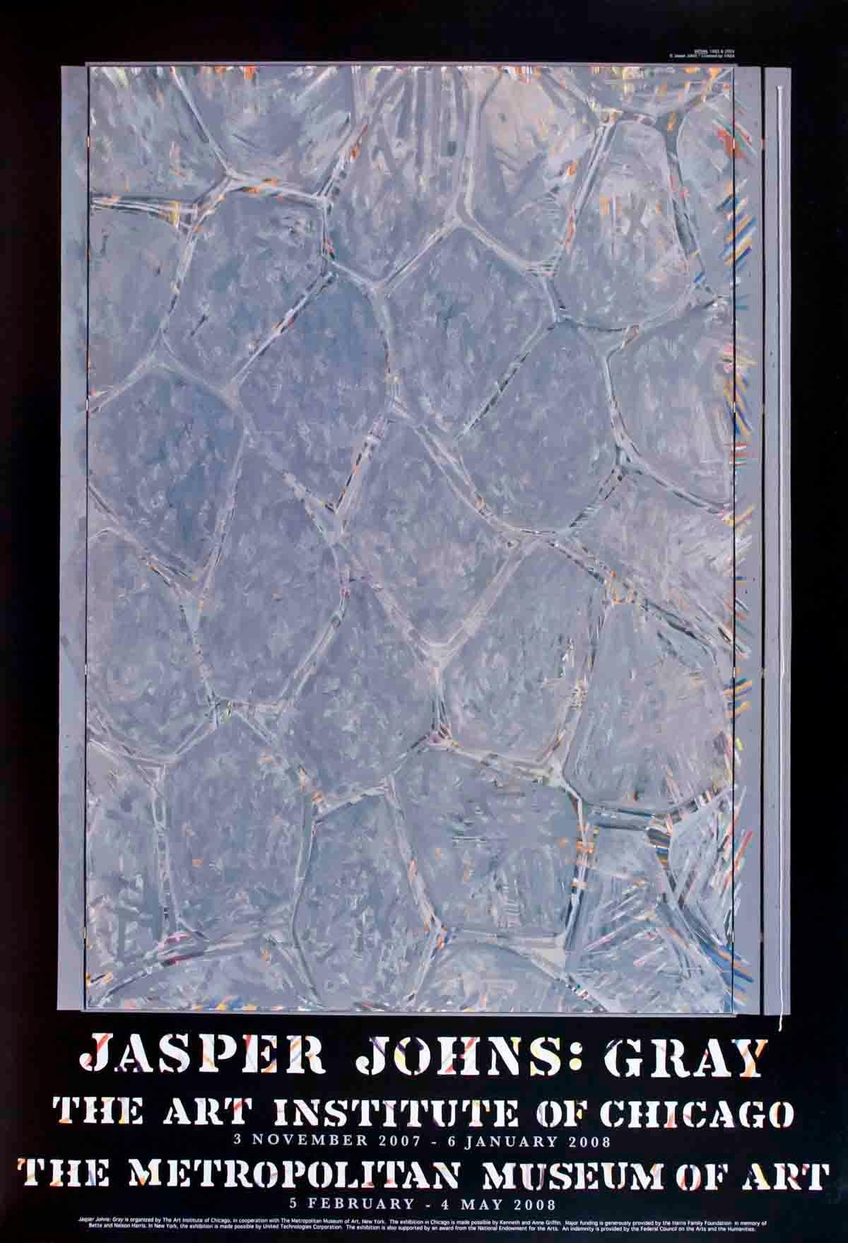 Exhibition Poster, Jasper Johns -42.5" x 29"-Poster-2007-Pop Art-Blue, Gray - Print by (After) Jasper Johns