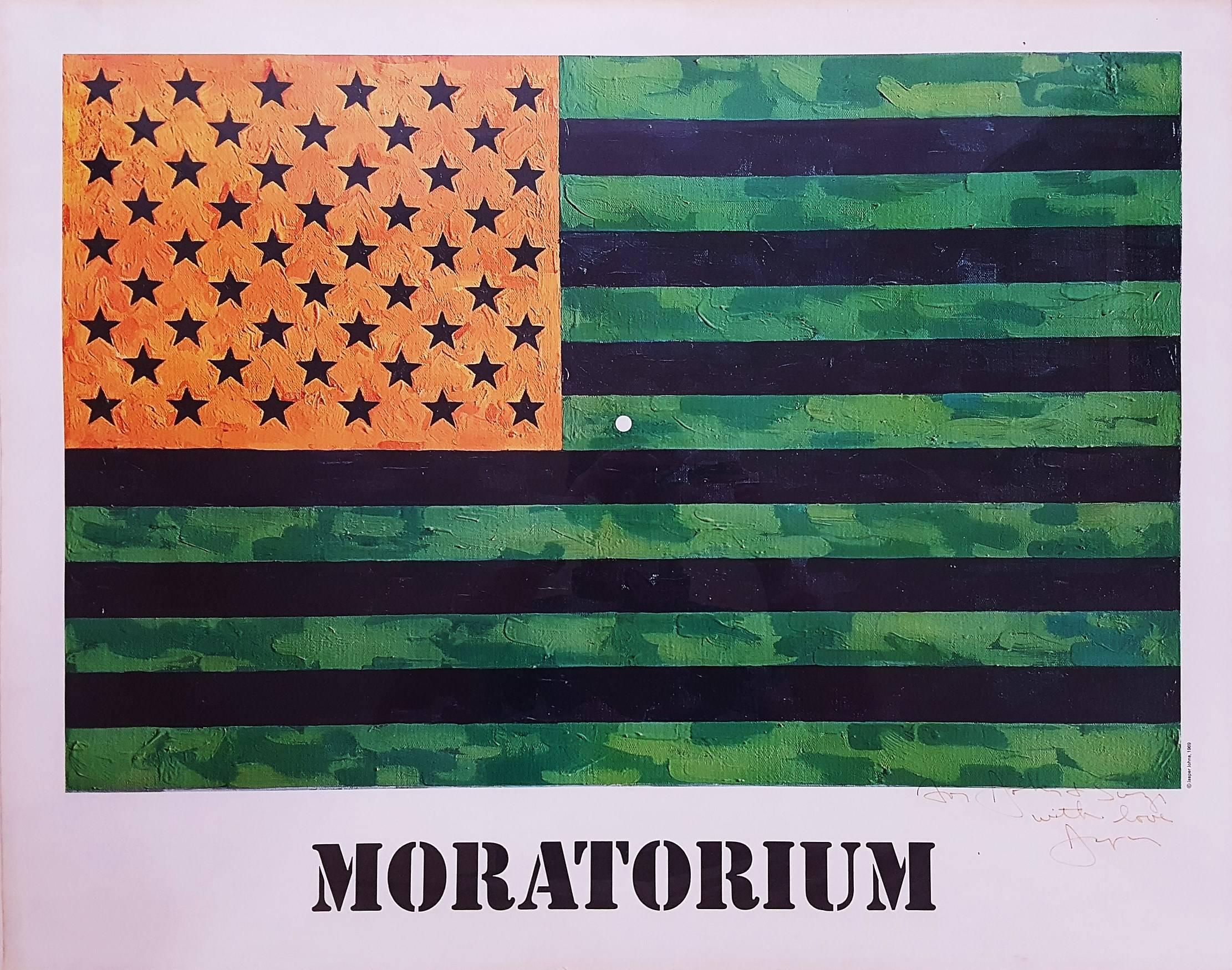 (After) Jasper Johns Abstract Print - (Moratorium) Flag Poster