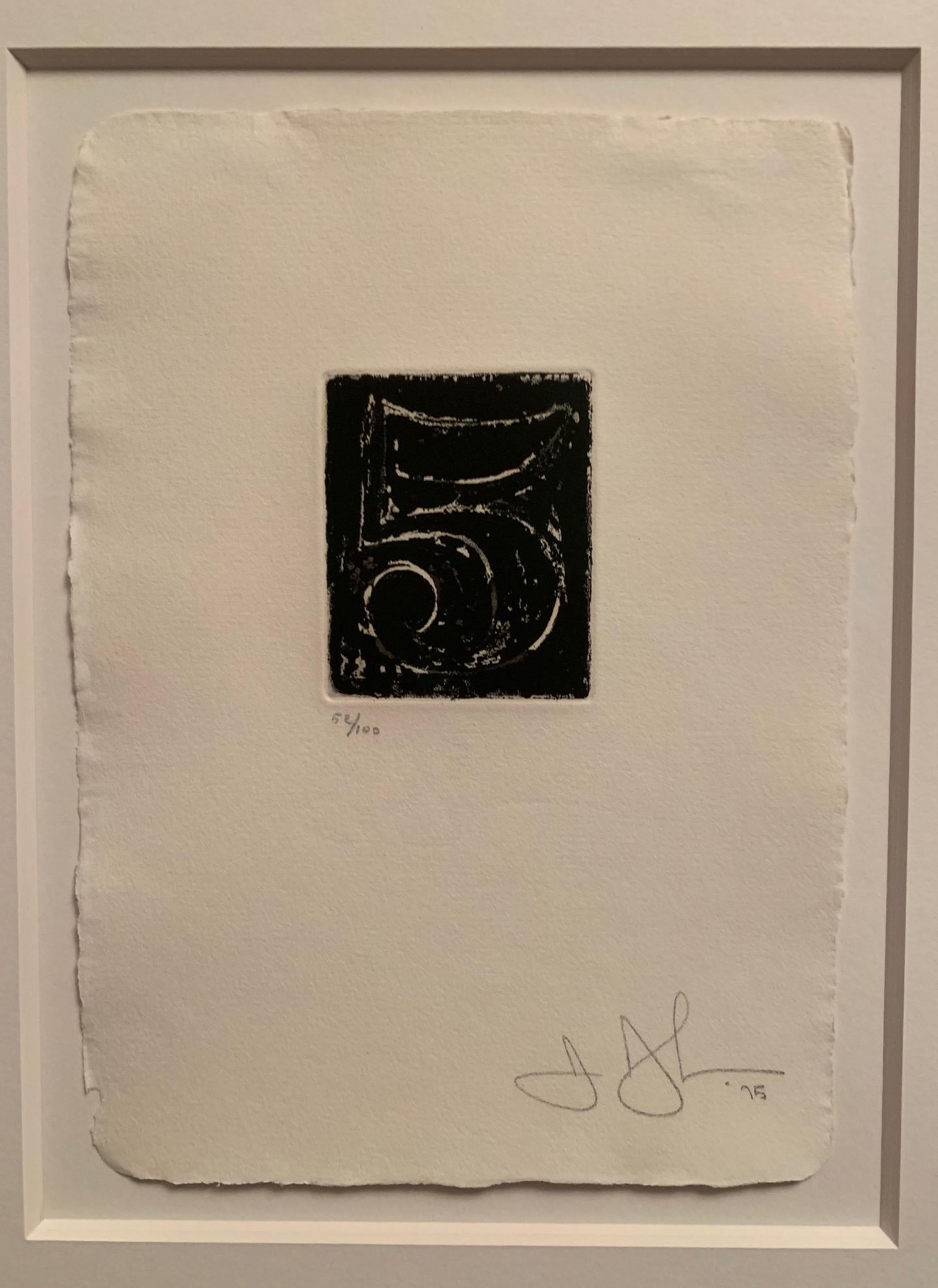 No. 5, etching and aquatint, Contemporary Fine Art,  framed - Print by Jasper Johns