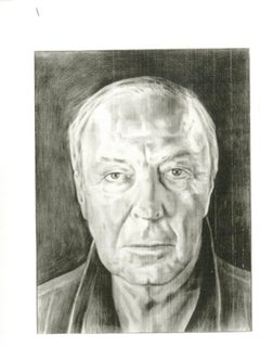 Postcard of Phong Bui's portrait of Jasper Johns, hand signed by Jasper Johns