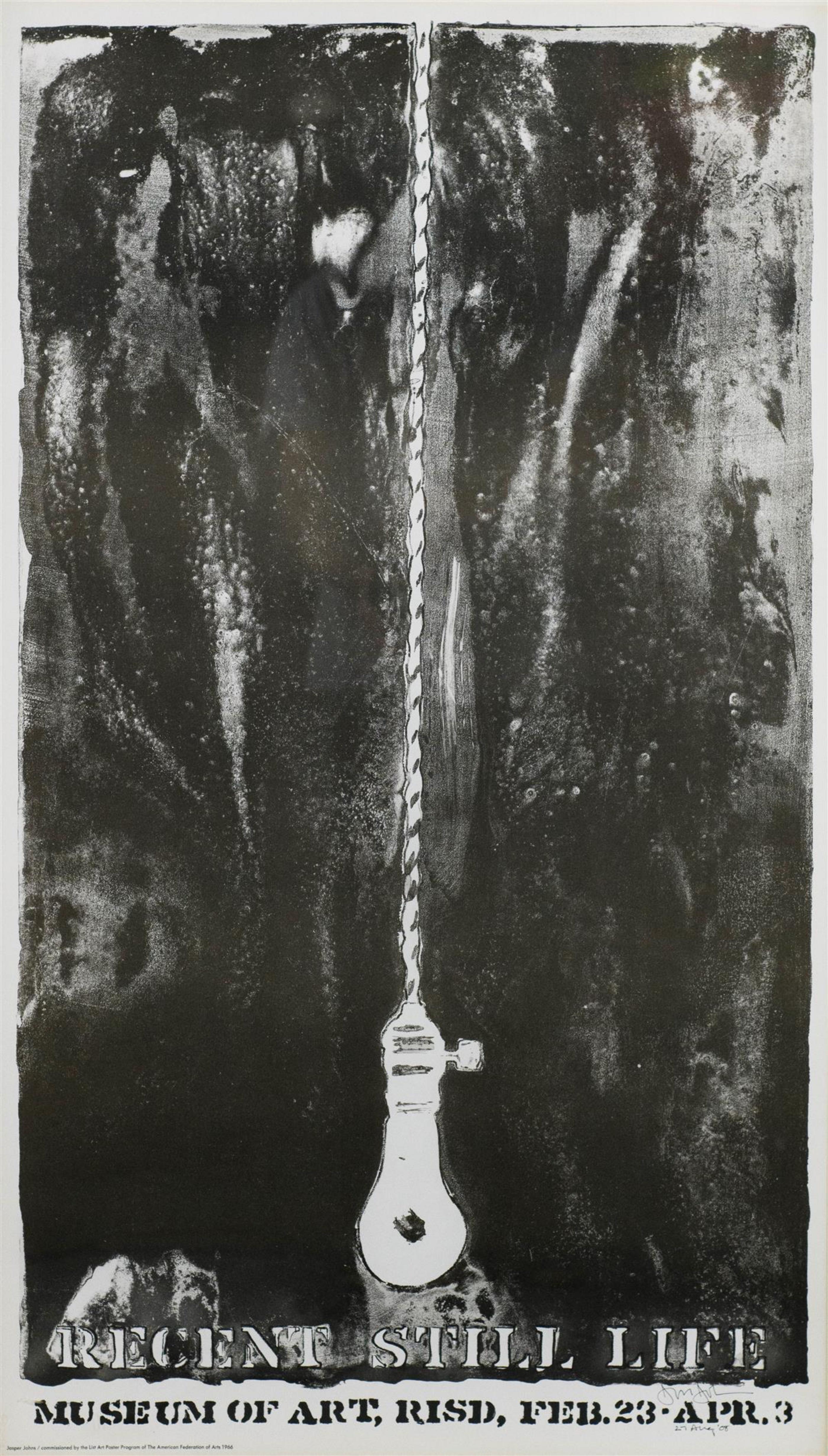 Jasper Johns
Aktuelles Stillleben (handsigniert und datiert von Jasper Johns), 1966
Lichtdruck. Handsigniert und datiert von Jasper Johns
Auflage von 2100 (dieses Werk ist ausnahmsweise von Johns handsigniert und datiert; die reguläre Auflage ist