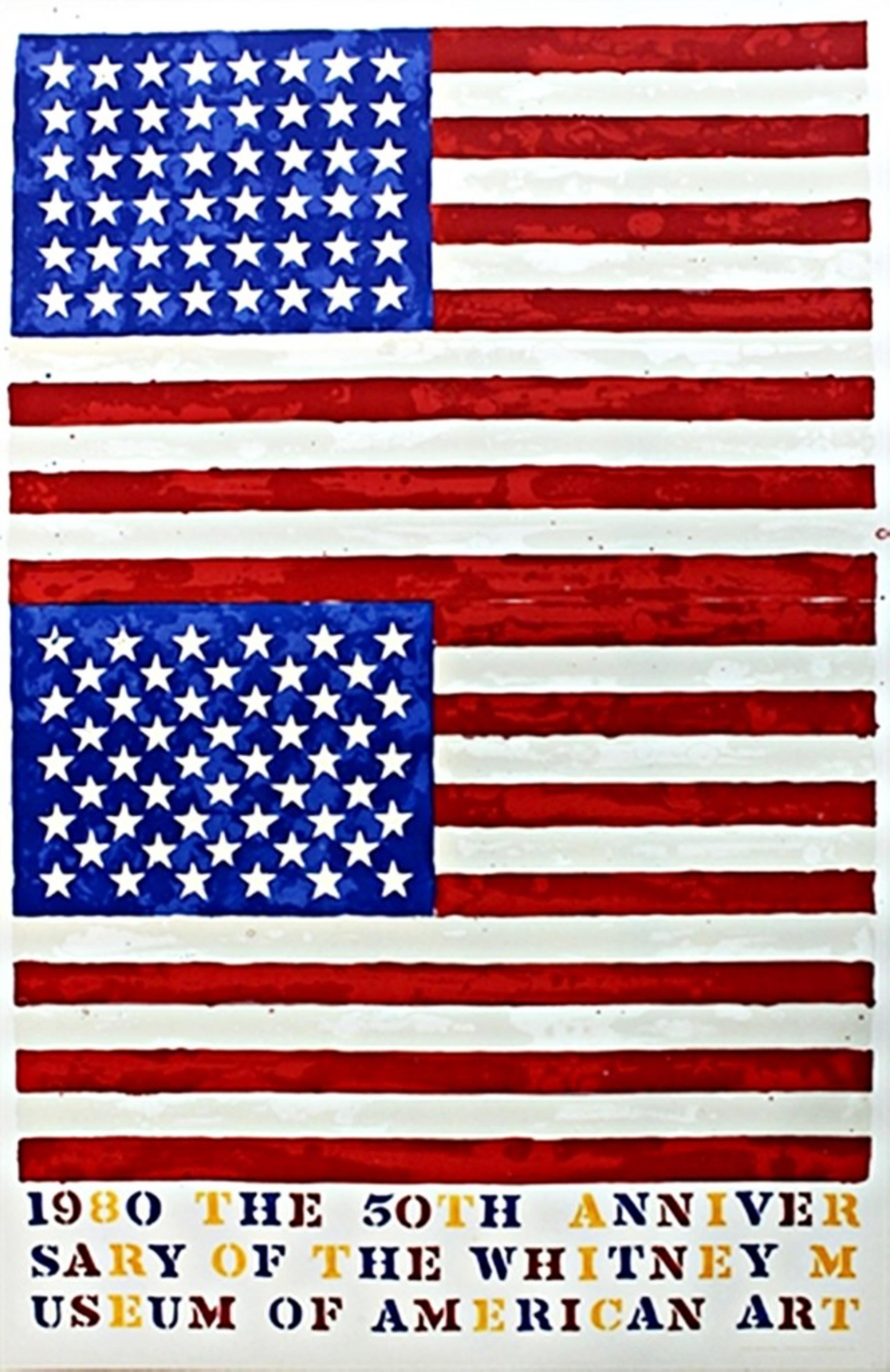Abstract Print di Jasper Johns - Due bandiere, grande (46" x 30") Litografia in edizione limitata di 5000 esemplari per il Whitney Museum