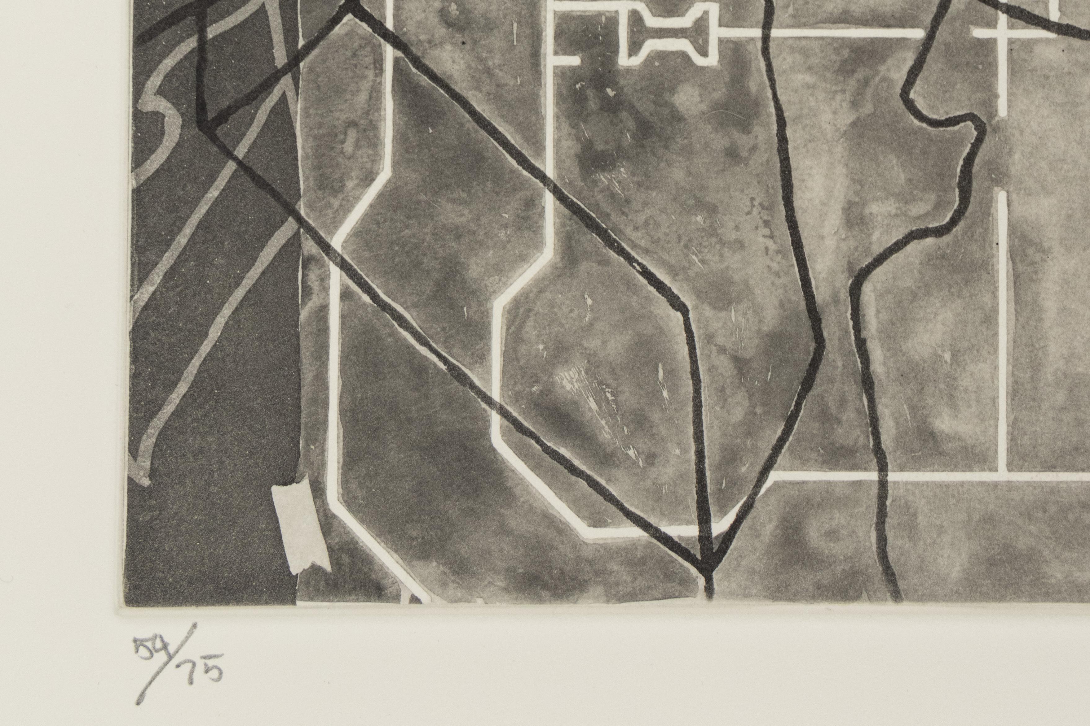 Einfarbige Radierung auf Hahnemühle-Kupferdruckpapier (Auflage: 75 + 15 APs)
Signiert, datiert und nummeriert mit Bleistift, recto

30 x 22 Zoll, Blatt
17.5 x 12 Zoll, Bild

Dieses Kunstwerk wird von ClampArt mit Sitz in New York City