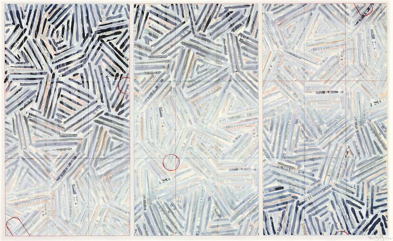 An artwork of stunning beauty that can be found In the permanent collections of MoMA, The MET, the Whitney Museum and the National  Gallery of Art among many others, Usuyuki, created by Jasper Johns in 1981 is a color screenprint on Kurotoni Kozo