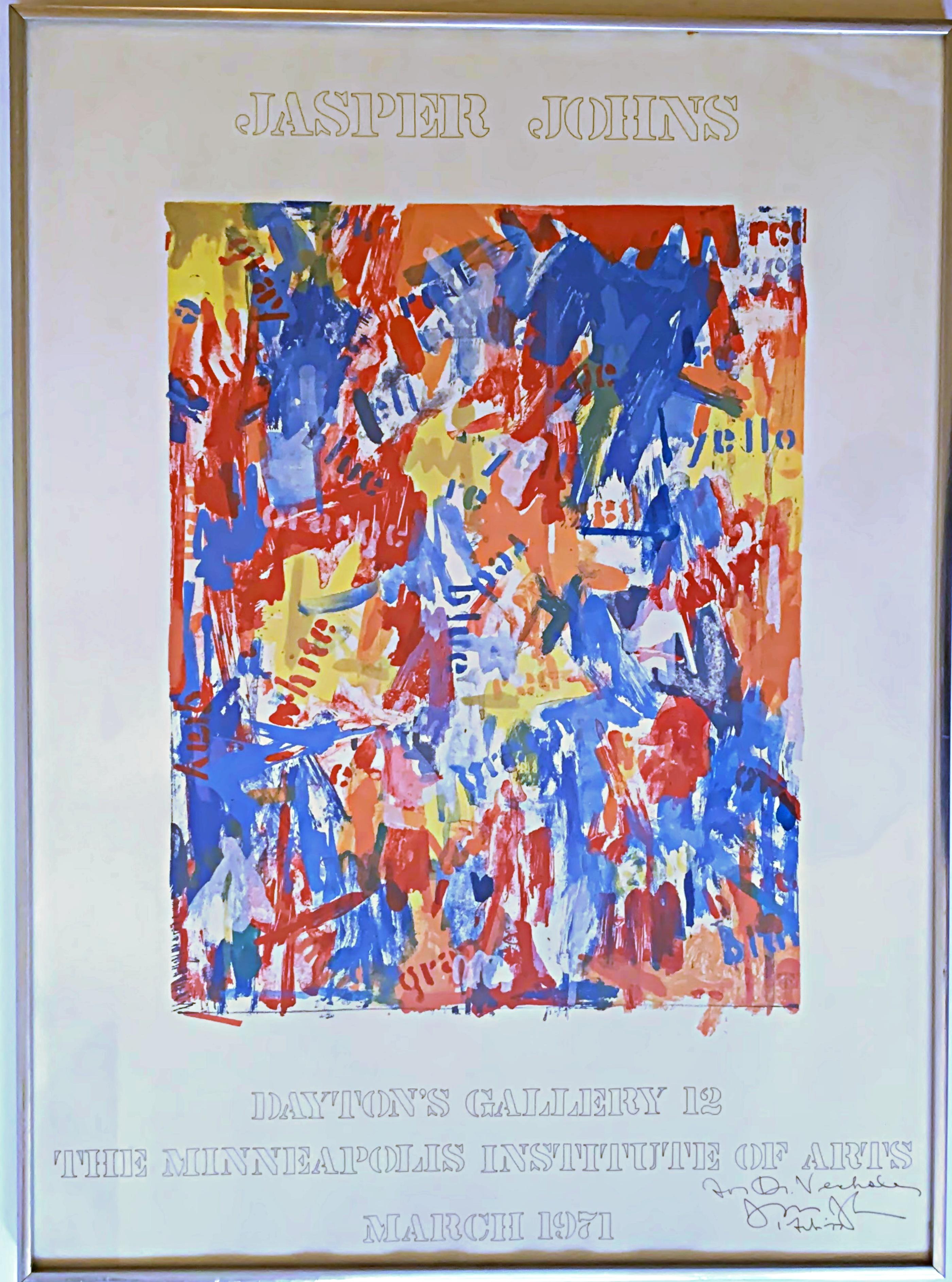 Abstract Print Jasper Johns - Affiche vintage (signée et inscrite à la main)