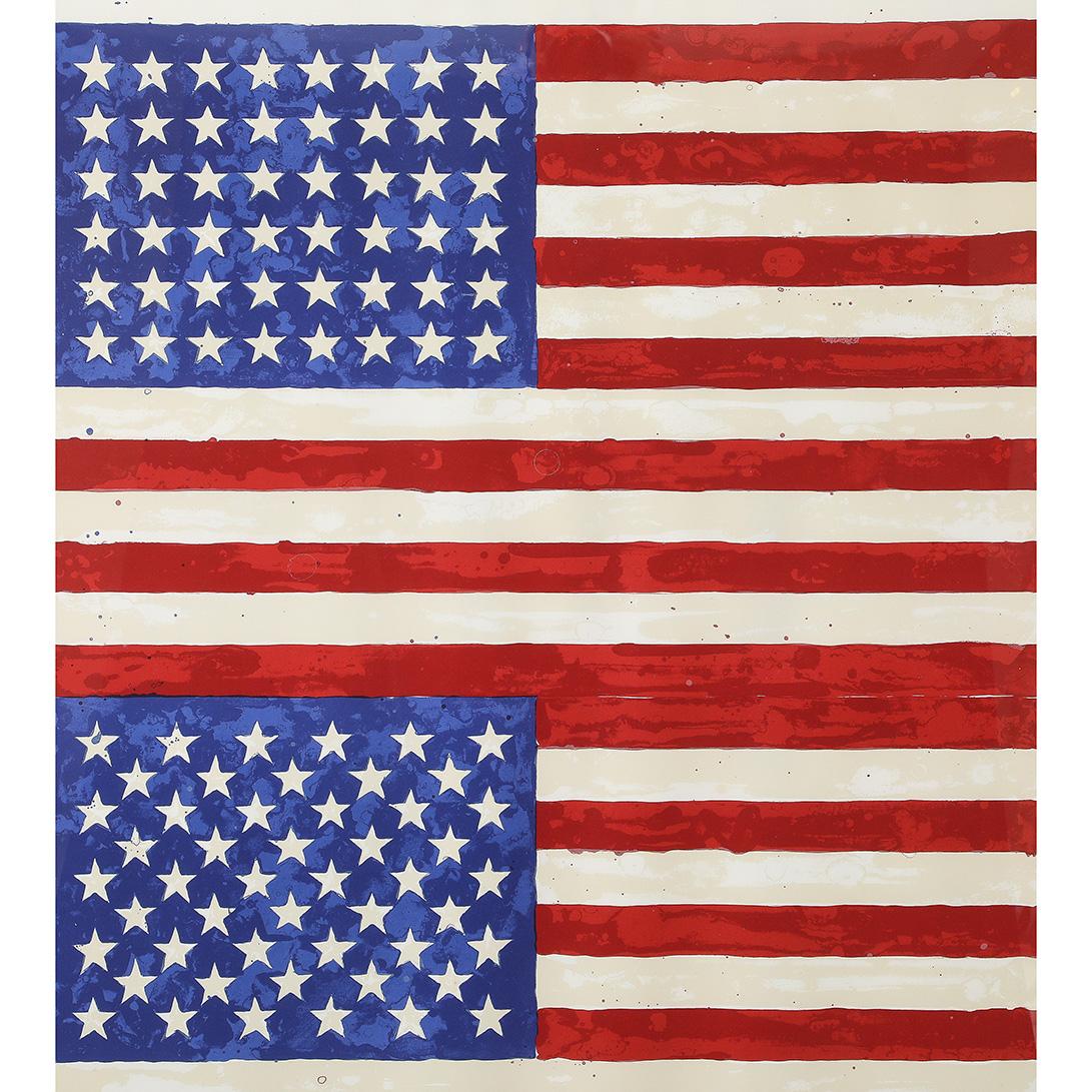 Americano Jasper Johns, Two Flags, Poster per il 50° anniversario del Whitney Museum, 1980 in vendita