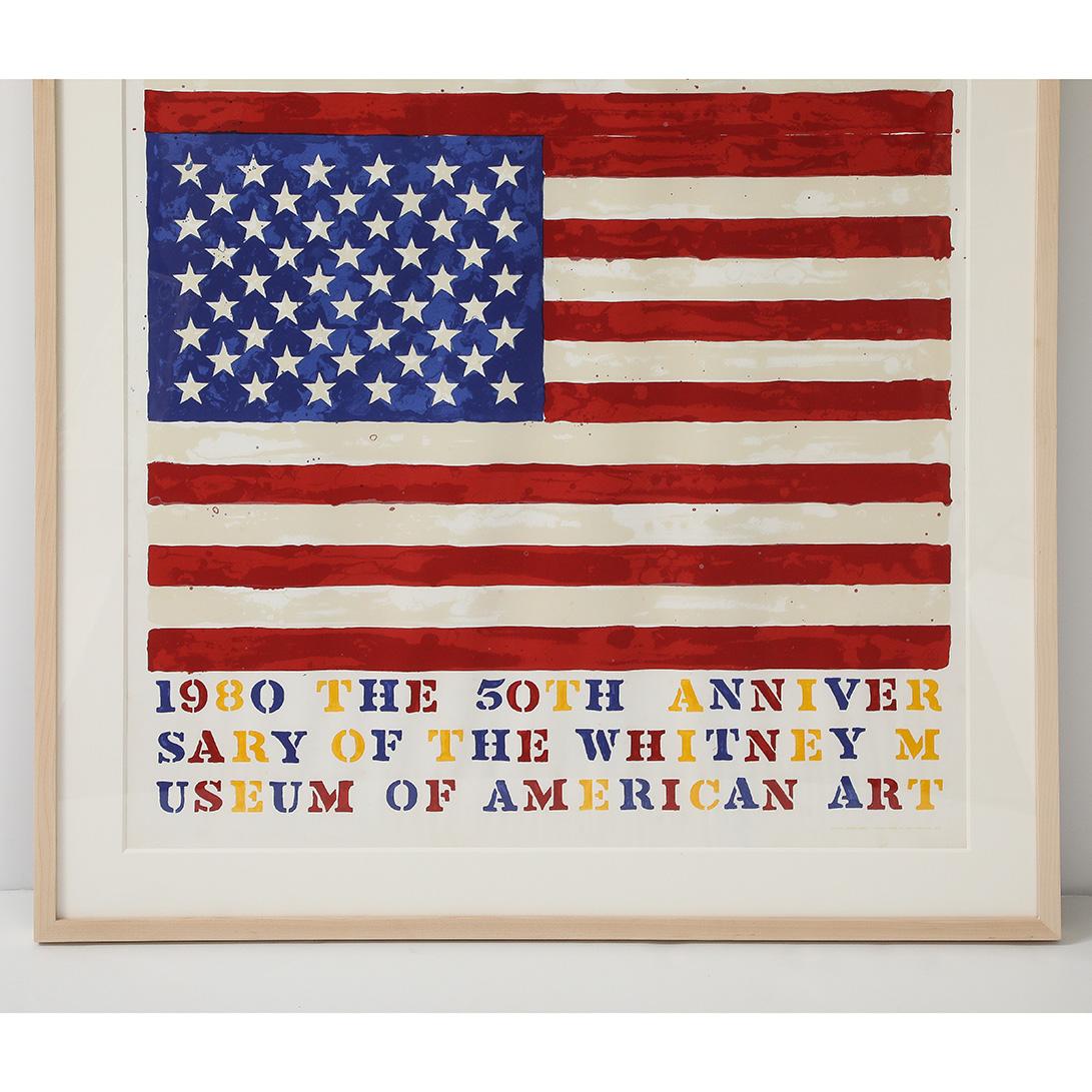 Fine XX secolo Jasper Johns, Two Flags, Poster per il 50° anniversario del Whitney Museum, 1980 in vendita