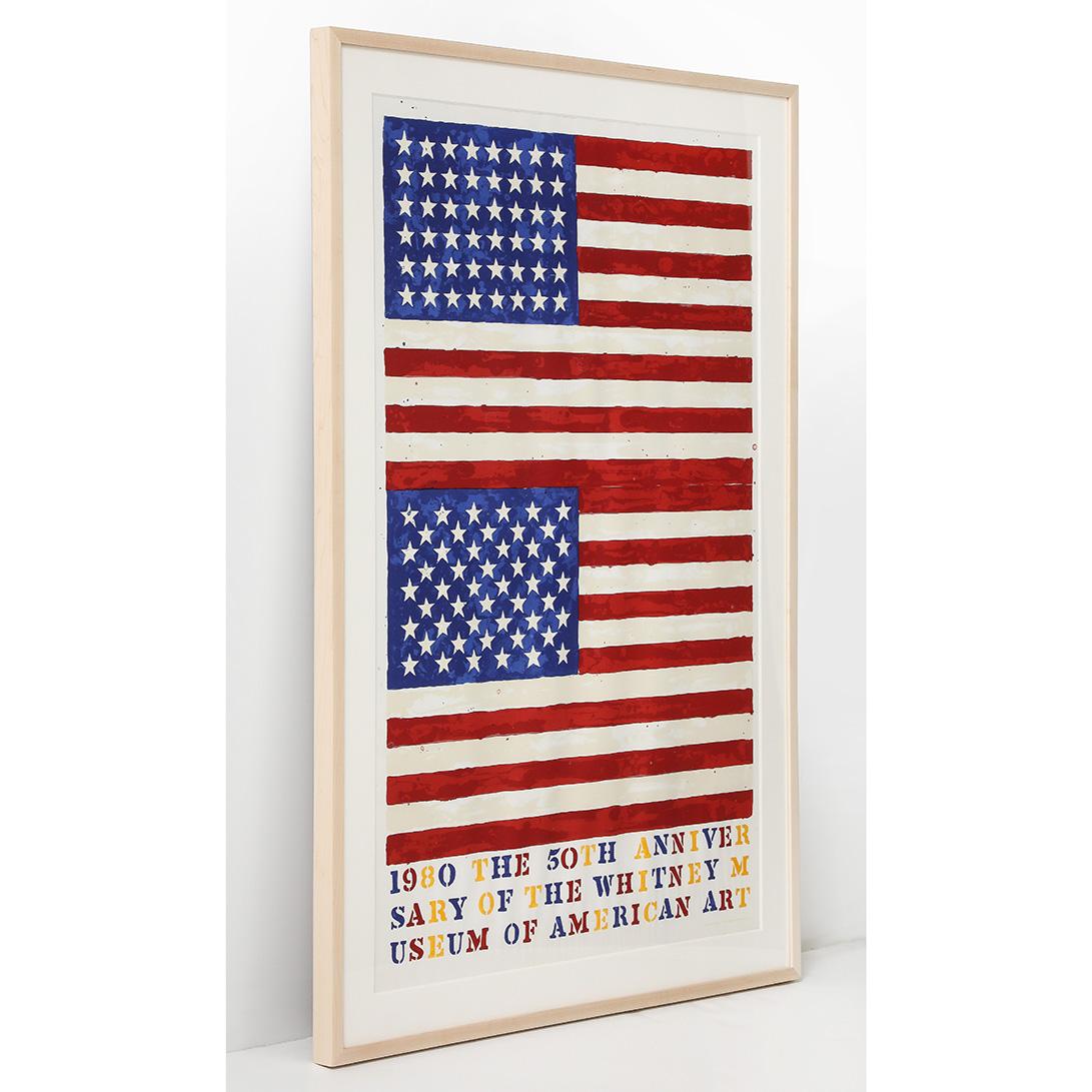 Carta Jasper Johns, Two Flags, Poster per il 50° anniversario del Whitney Museum, 1980 in vendita