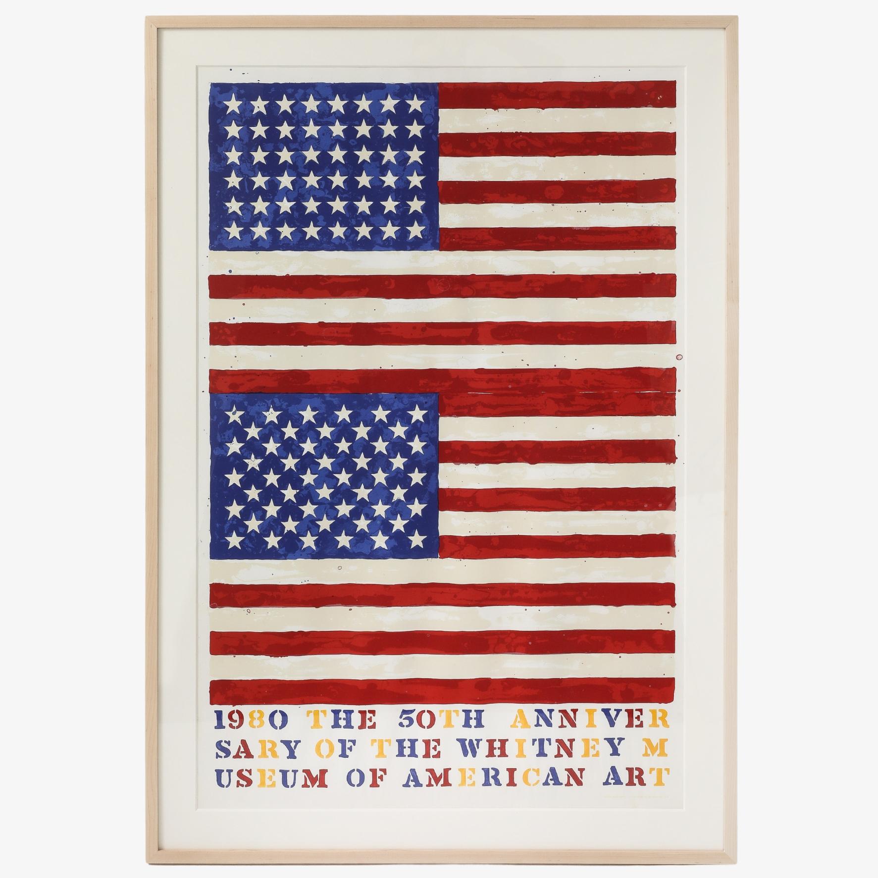 Jasper Johns, Two Flags, Whitney Museum 50th Anniversary Poster, 1980